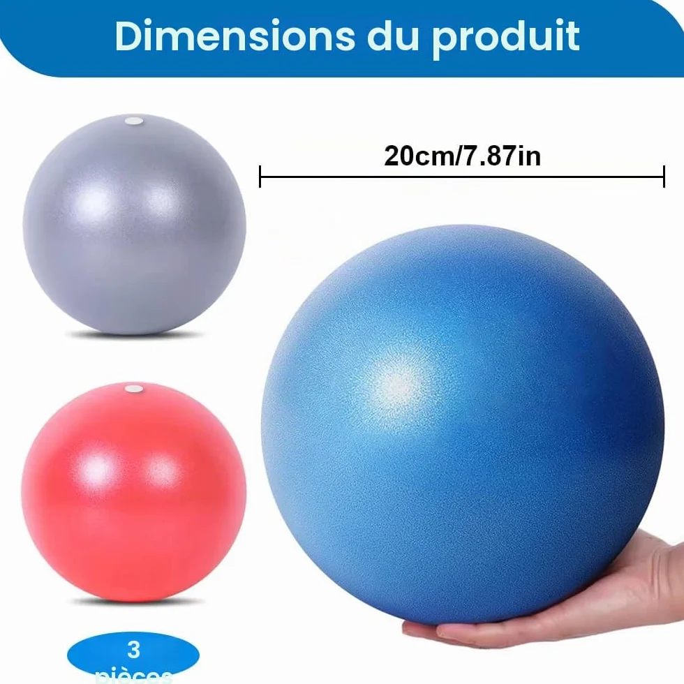HIKPACKER Lot de 3 ballons de gymnastique et Pilates 20 cm avec paille gonflable