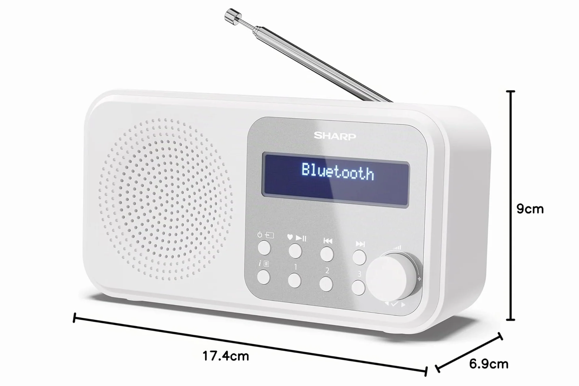 SHARP DR-P420 (WH) Radio numérique Portable Tokyo (Dab/Dab+/FM avec RDS, Bluetooth, USB ou Piles) Blanc