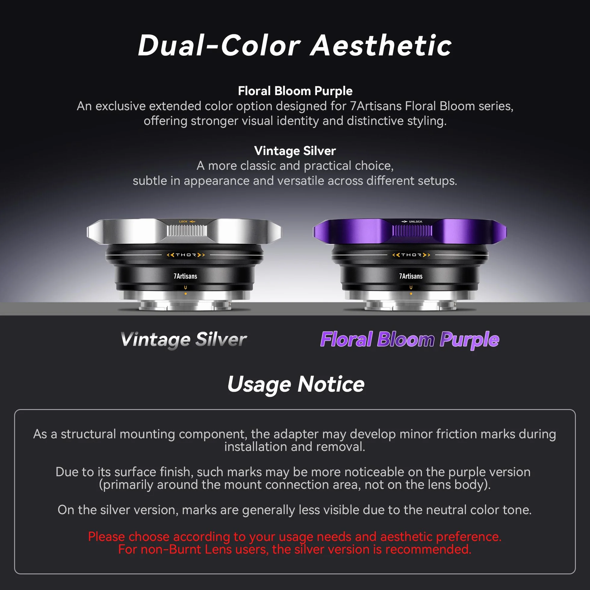 7Artisans Bague d'adaptation PL Multi-Monture, Monture PL-E Installée par défaut, Compatible avec Les Montures interchangeables PL-L/PL-R/PL-Z, Violette