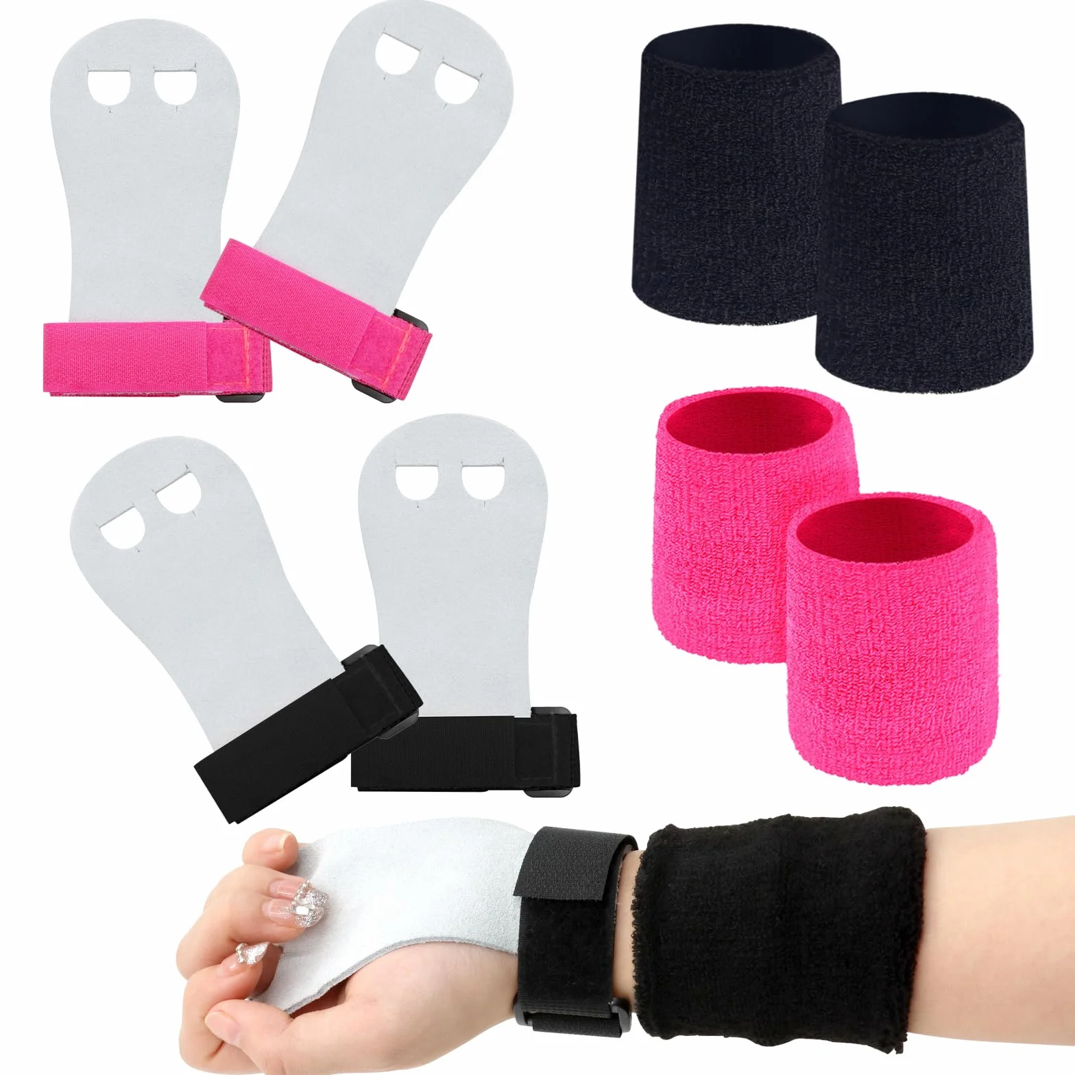 ZYNERY Lot de 2 paires de poignées de gymnastique pour enfants, haltérophilie, fitness, protège-mains et poignets