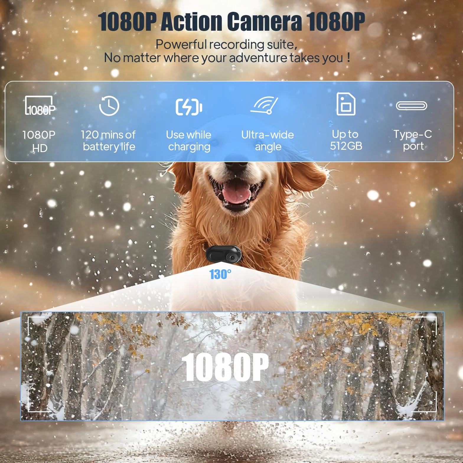 Mini Caméra Action 1080P Caméra Corporelle Magnétique avec Accessoires Caméra Casque pour Moto, Vélo, Sport Camra Portable avec Carte SD 64GB, Enregistrement en Boucle, Étanche