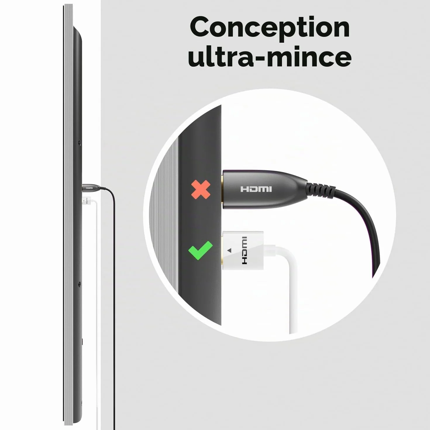 deleyCON 2m 4K HDMI 2.0 Câble Slim (Petit et Flexible Câble HDMI) - 1080P 2160P UHD ARC HDR 3D pour TV, Moniteur, Projecteur, Laptop, Notebook, PC, Ordinateur, PS4, PS5, XBOX - Blanc