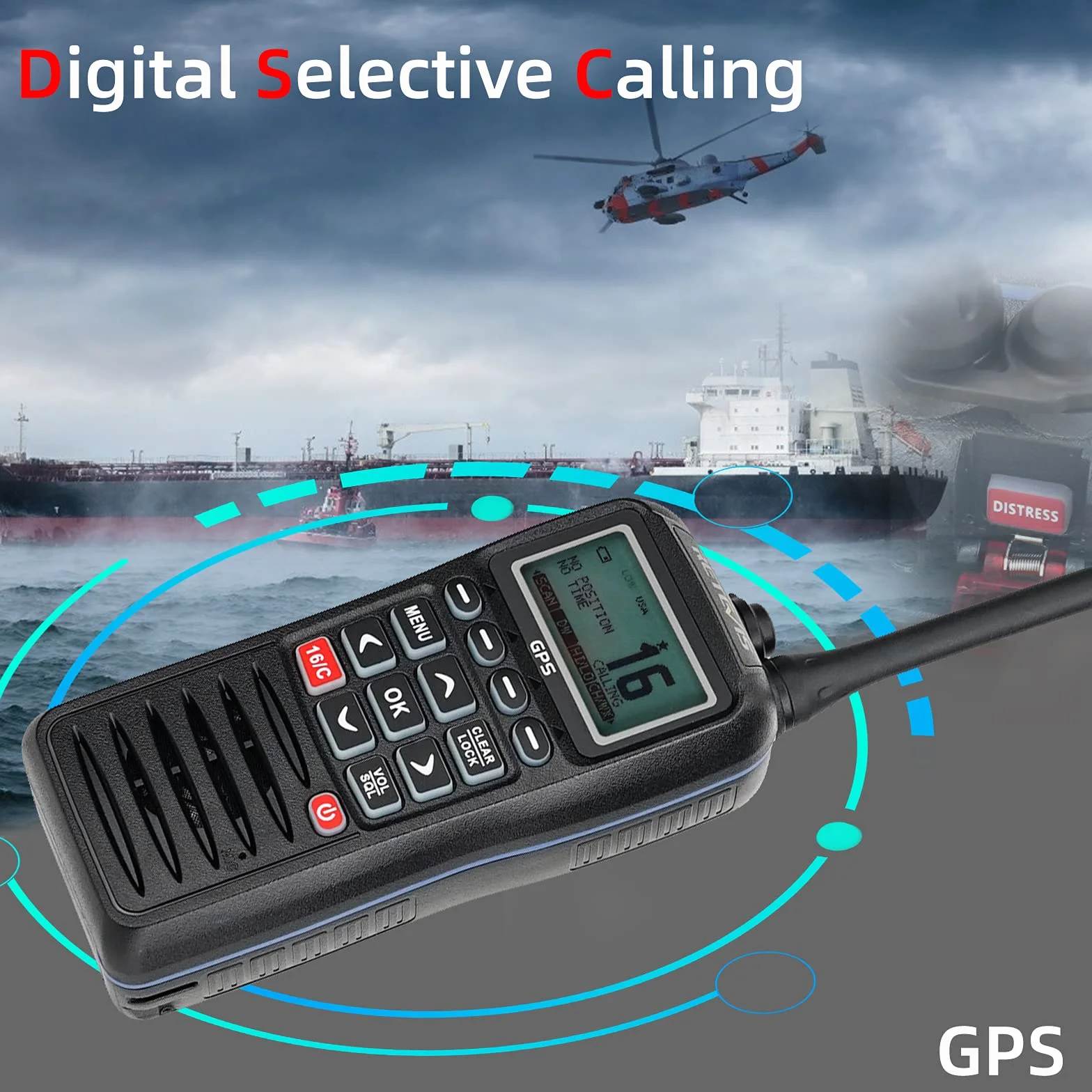 Retevis RM40 Talkie Walkie Marine IP67 VHF Marin Portable Flottant GPS Noir
