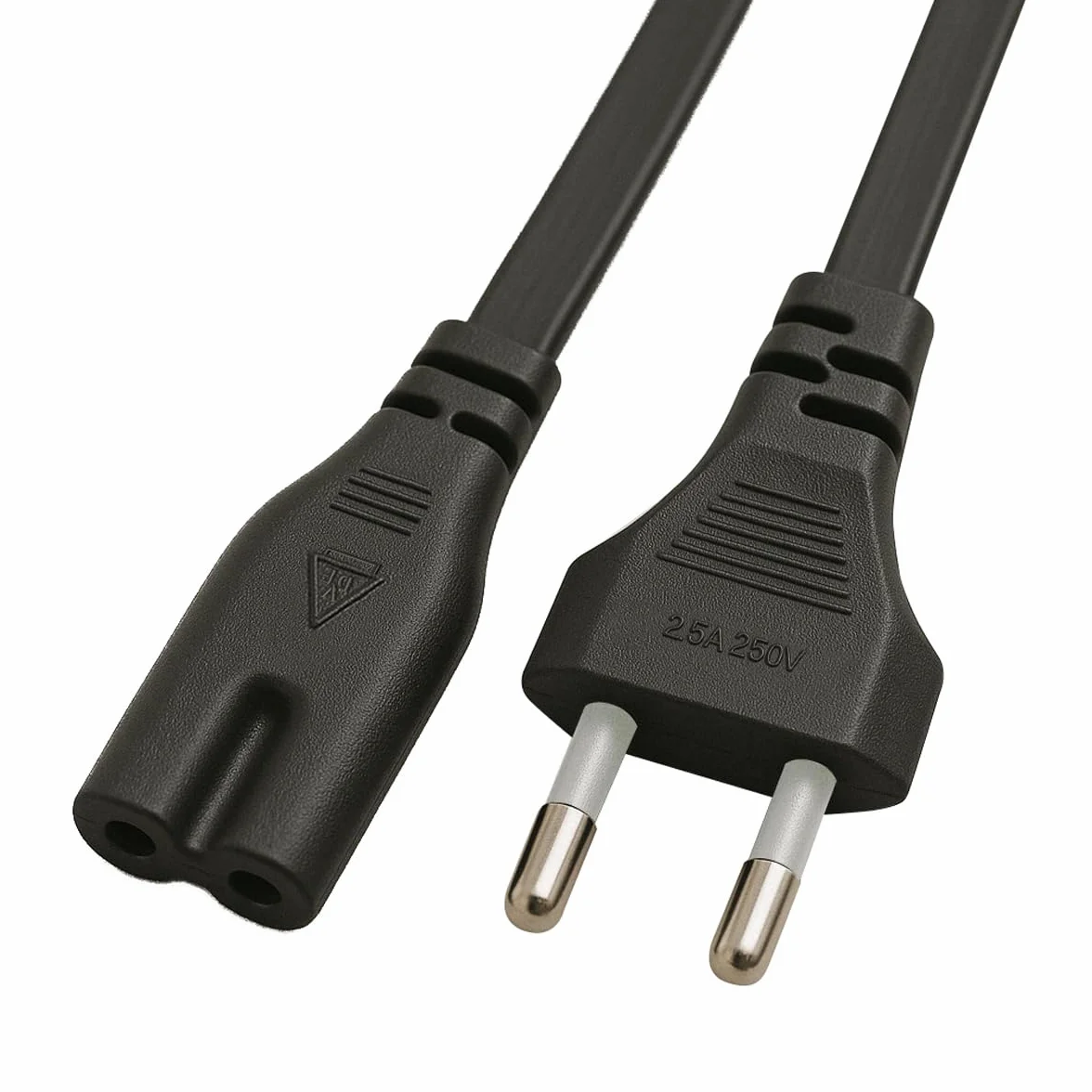 Câble d'alimentation Universel 2 pôles EU Type C vers Double Femelle Type C7 1,80m Noir