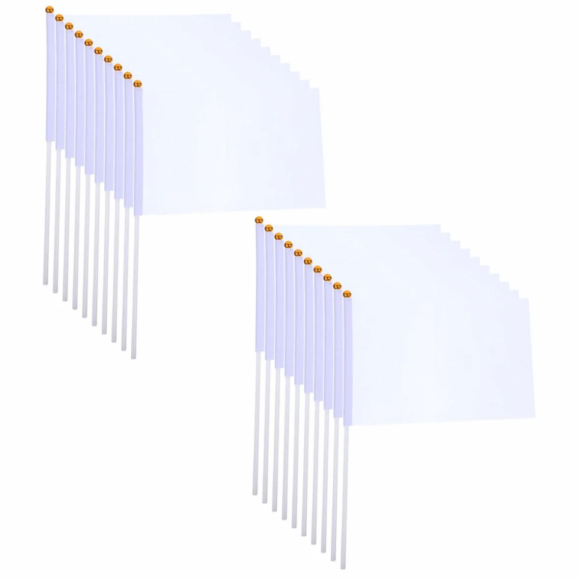 Veemoon Drapeaux d'Arbitre Blancs 20x30 cm Mât PP 40 cm Lot de 20