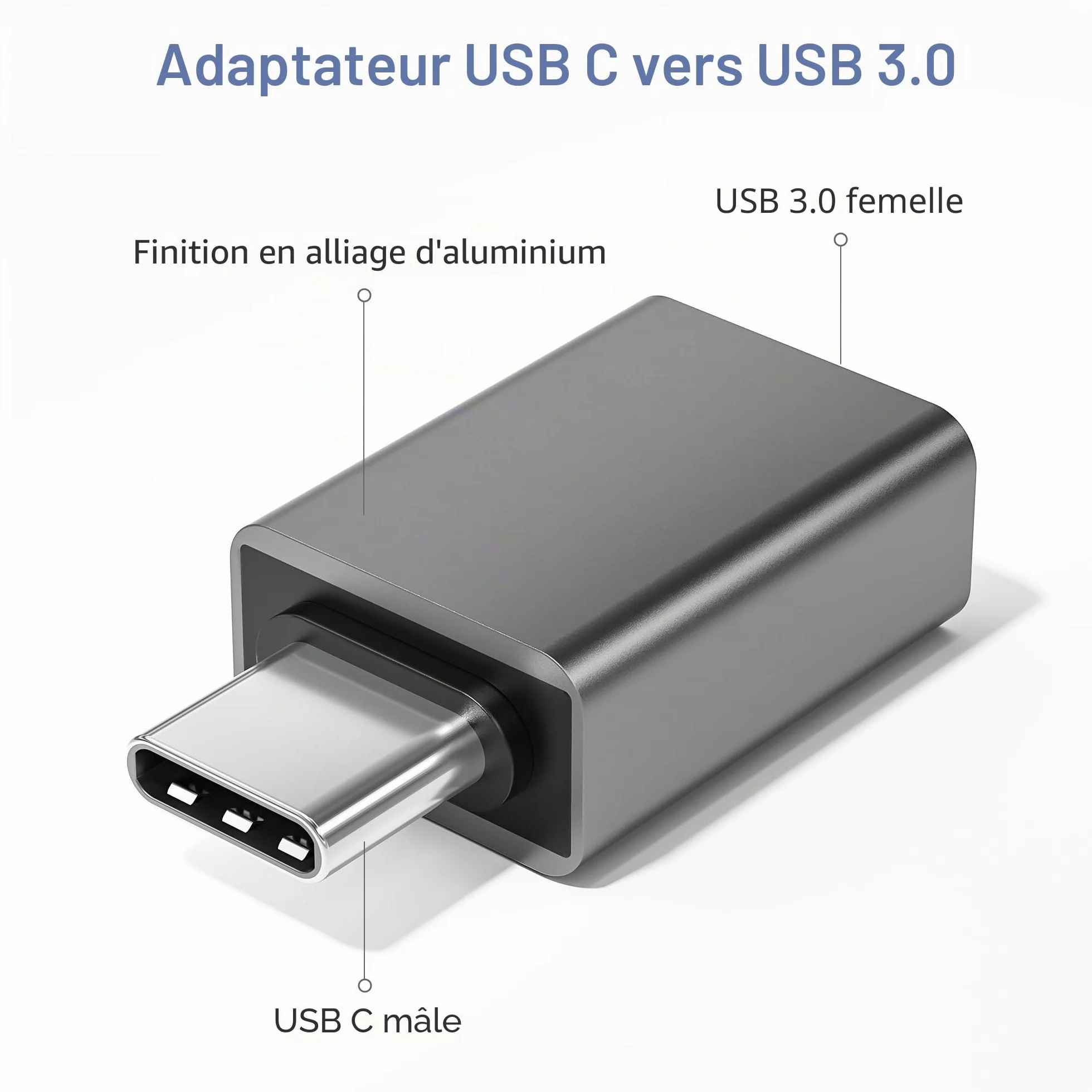 BASESAILOR Adaptateur USB C vers USB 3Pack, Convertisseur USB-C Mâle USB-A 3.0 Femelle, Type C Thunderbolt 4 OTG