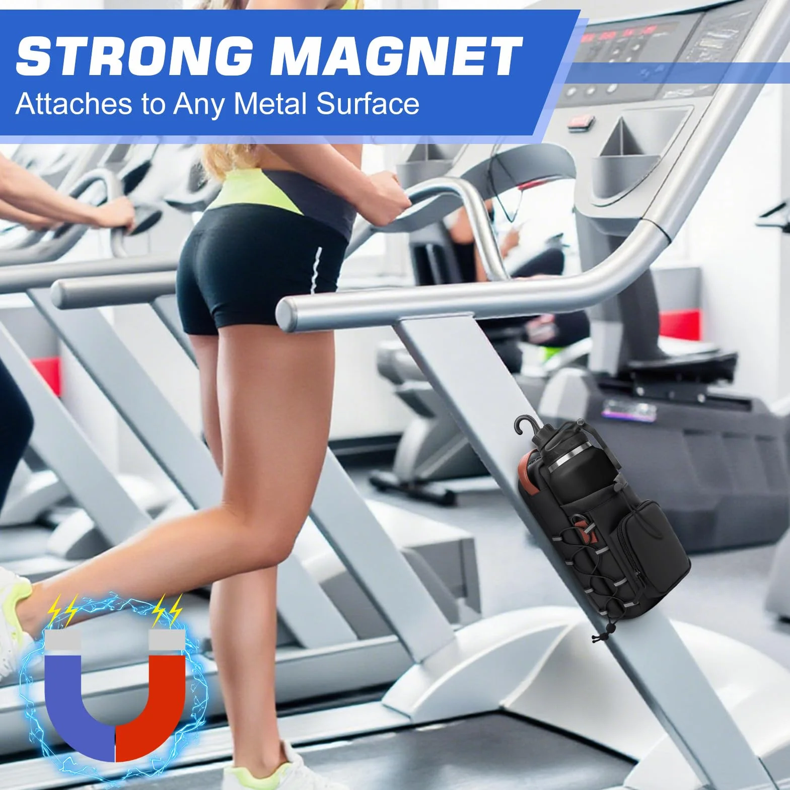 Sac de gym magnétique ZEMBSOYA étanche noir 1,2 litres 15 livres