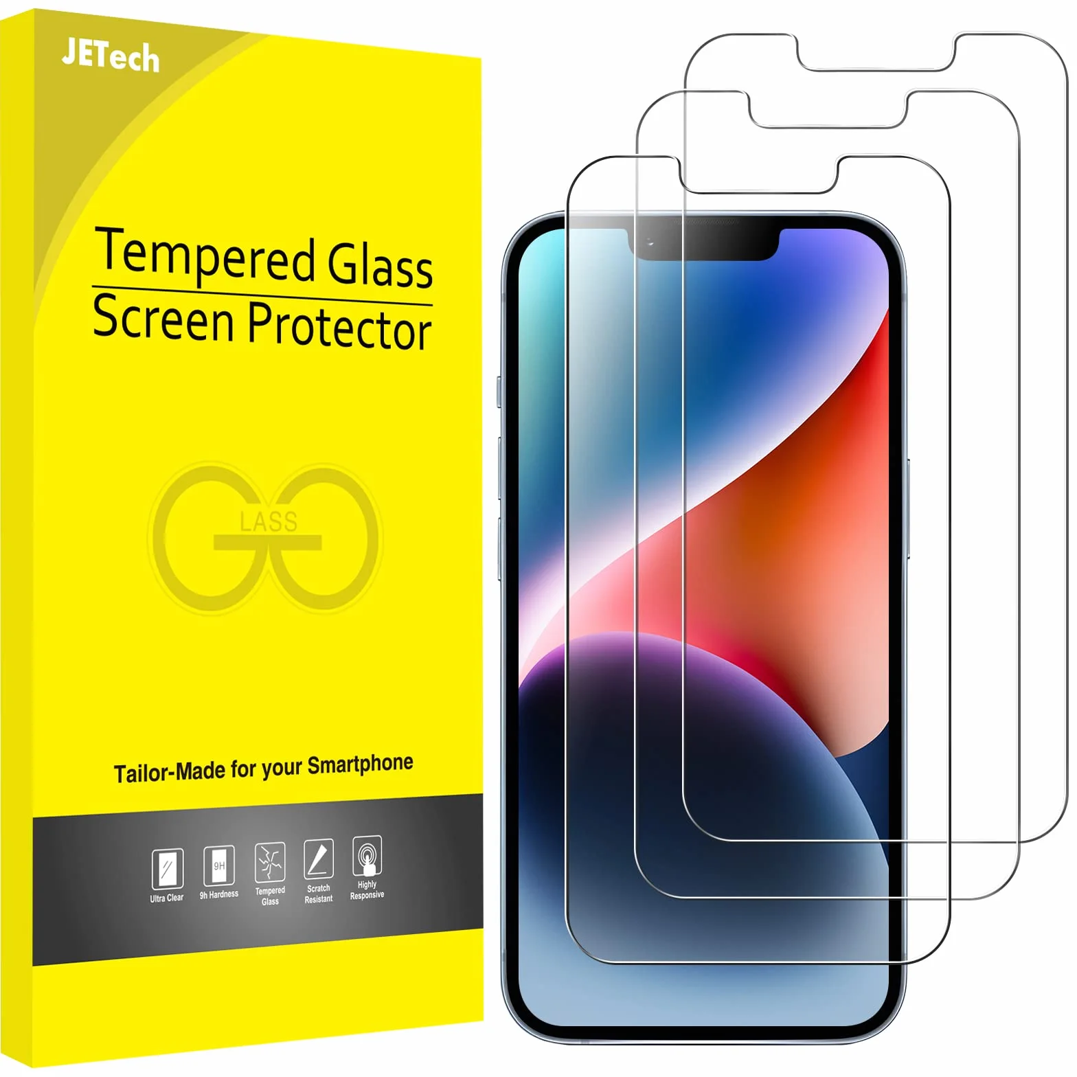 JETech Protection D'écran pour iPhone 17e (2026) / iPhone 16e / iPhone 14, Film en Verre Trempé, Écran de 6,1 Pouces, Lot de 3
