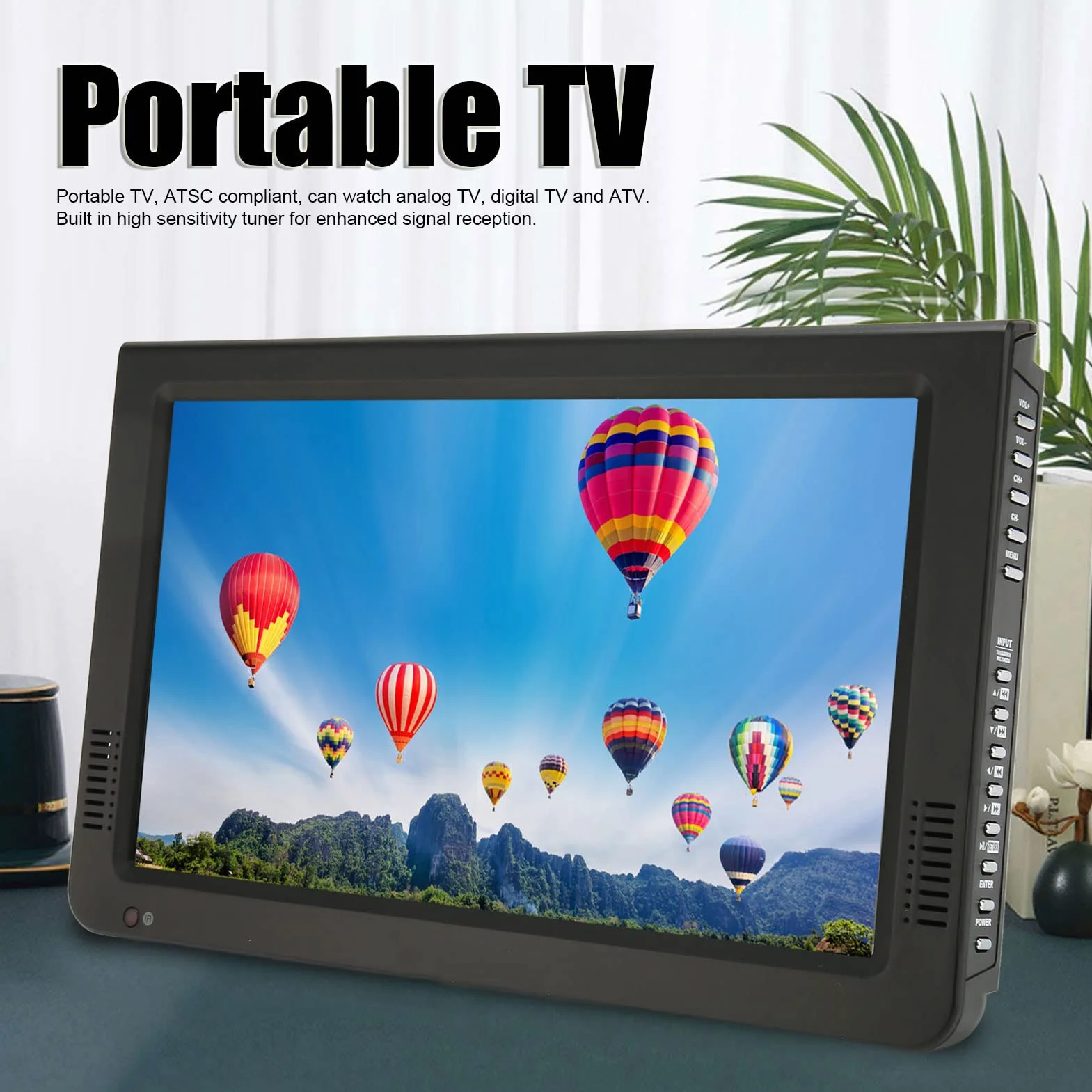 Télévision Numérique Portable 10 Pouces, 1080p ATSC Car TV Télévision Numérique Smart TV, TV Portable ATSC Télévision Numérique avec Batterie au Lithium Rechargeable, pour la