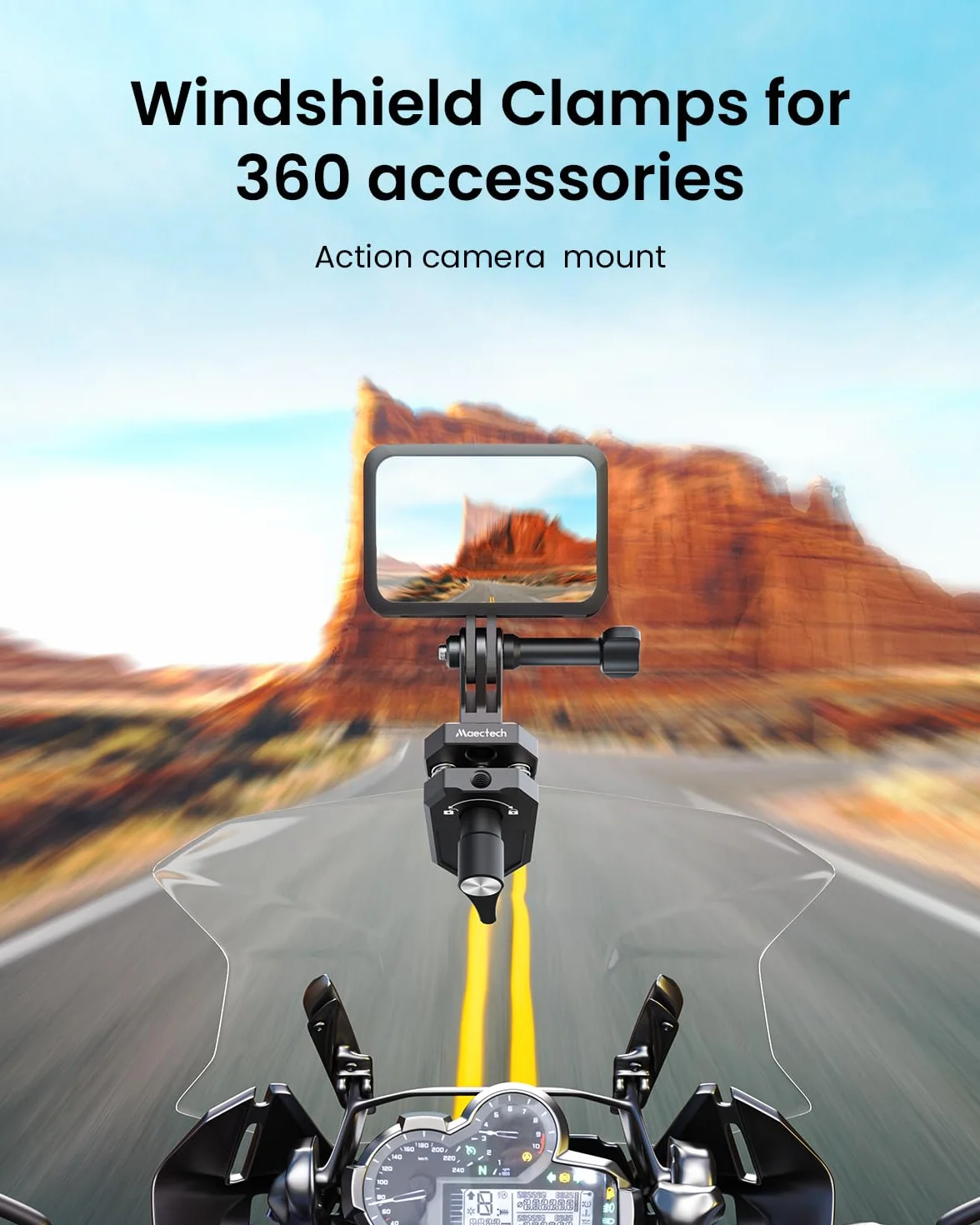 Support À Pince pour Pare-Brise De Moto Caméras pour Insta360 X5 X5/X4/X3 pour GoPro pour DJI Osmo Action Supports À Pince pour Moto pour Accessoires Insta360 X5