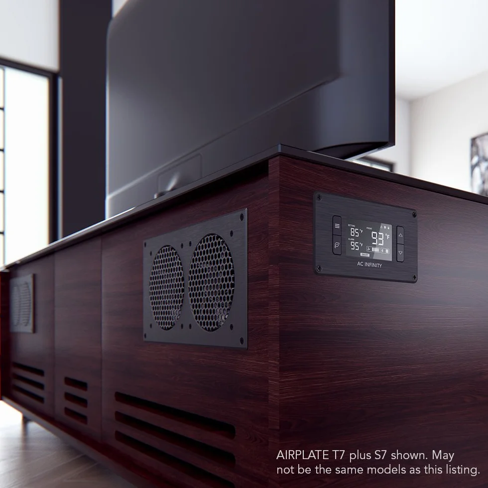 AC Infinity Airplate T7 Quiet Cooling Fan with Thermostat Control for Home Theater AV Cabinets