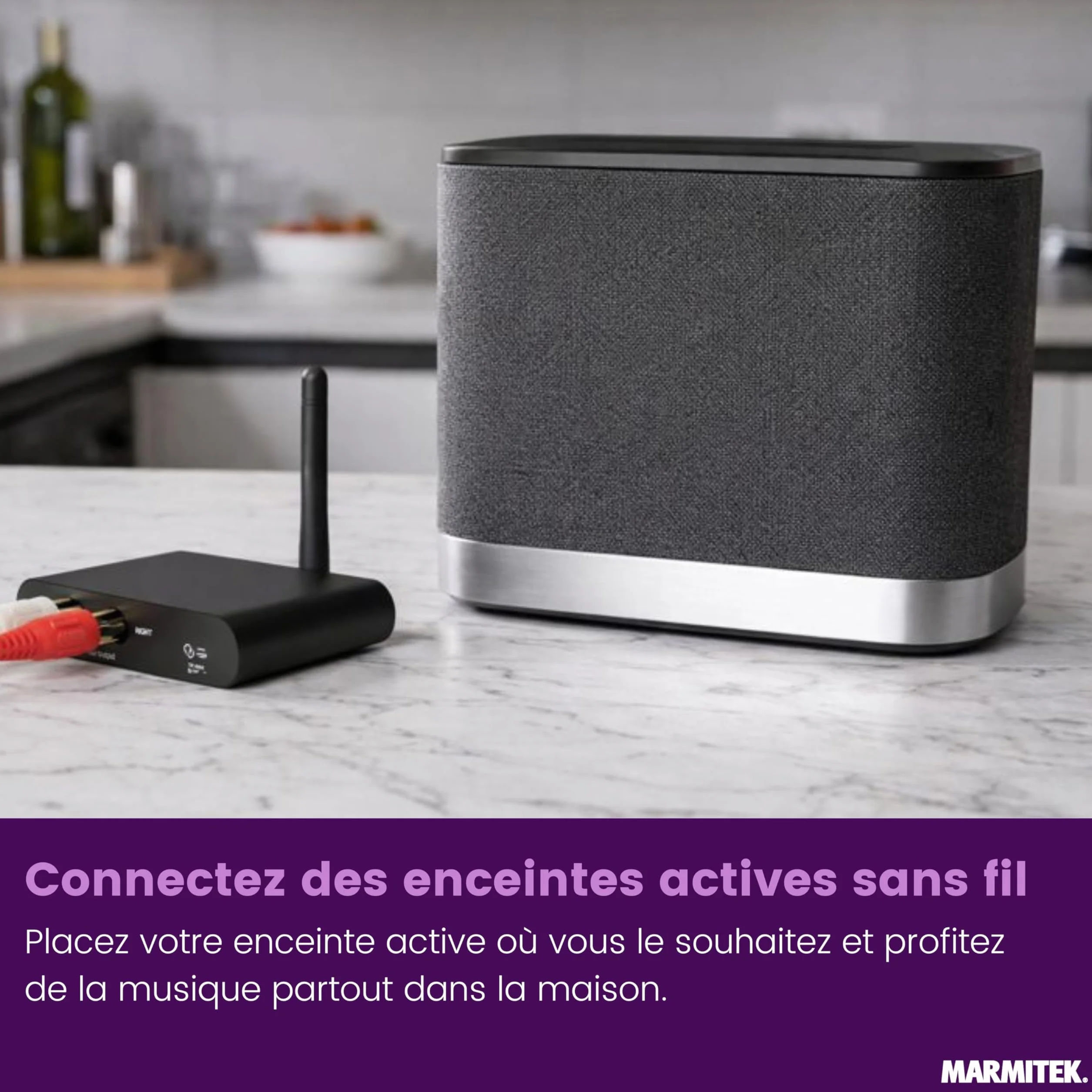 Marmitek Audio Anywhere 630 Émetteur récepteur Audio sans Fil Son TV vers chaîne Hi-Fi Qualité CD numérique Faible Latence Multiroom RCA Cinch Alimentation USB-C