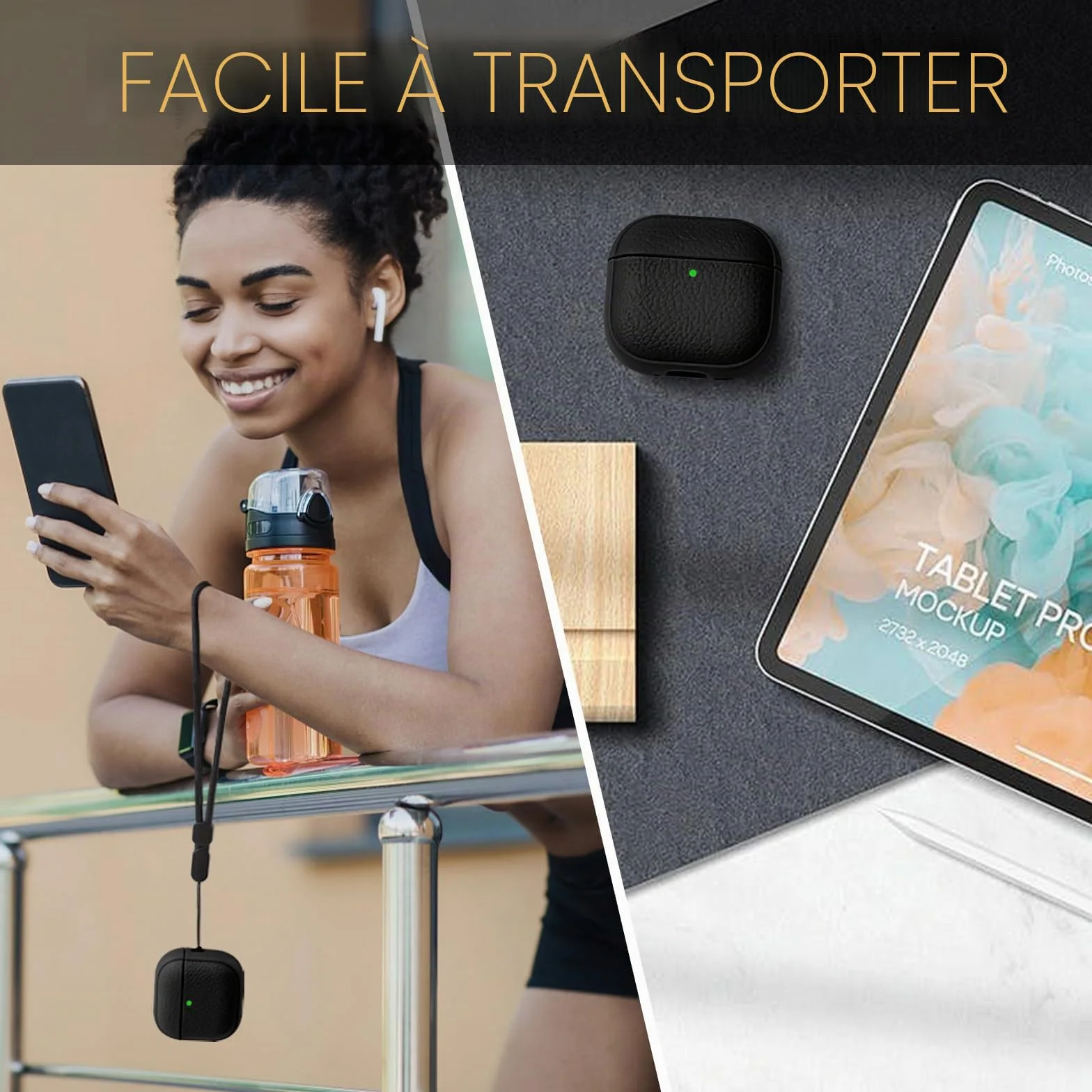 Coque AirPods 4 avec Dragonne, Protection Étui AirPods 4th Generation, Recharge sans Fil Noir