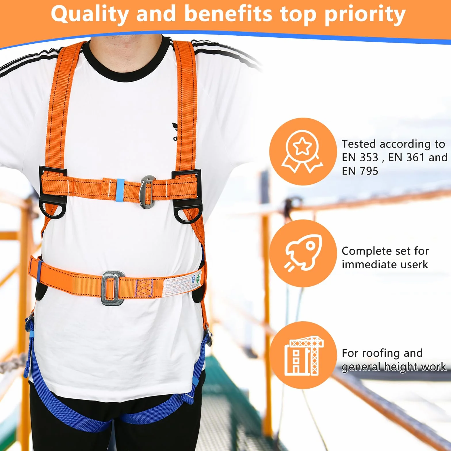 Ensemble ceinture sécurité complète F amovible passants poitrine protection chutes taille hanches alpinisme