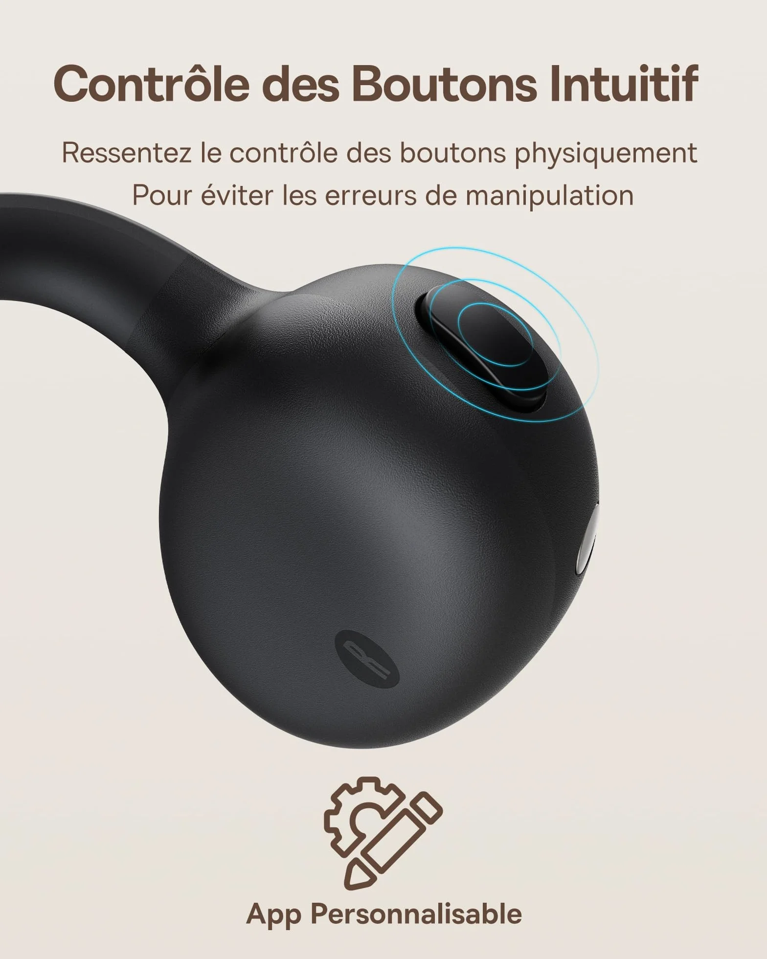 Baseus Bowie MC1 Casque Ouvert, Ecouteur Conduction Osseuse avec Son Impressionnant, Renforcement des Basses Adaptatif, Bluetooth 5.4, Réduction du Bruit Lors des Appels, IP57, Autonomie de 40h