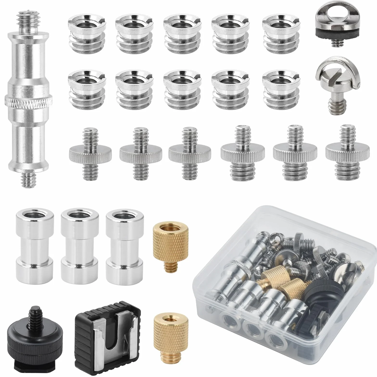 UTEBIT 22 PCS Vis Adaptateur Caméra 1/4" à 3/8" Adaptateur de Vis pour Trépied, Appareil Photo, Accessoires Trépieds et Monopods, Rotule, Flash, Plaque de Fixation Rapide