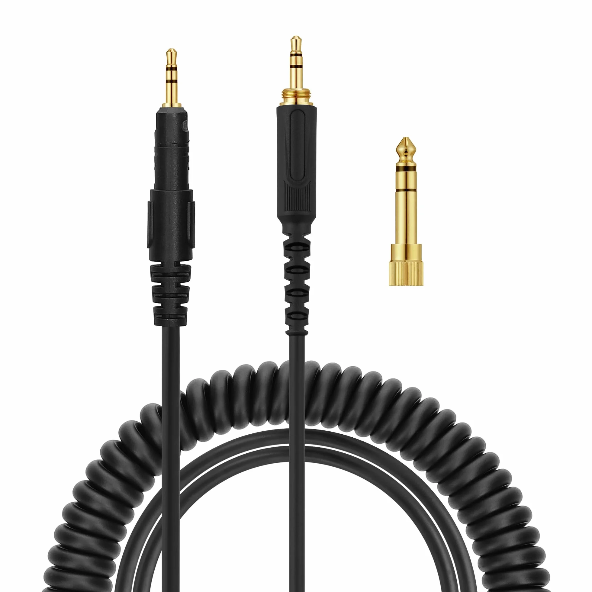 kwmobile Câble compatible avec AudioTechnica ATH-M50X / M40X / M60X / M70X - Câble de Rechange 3,5mm pour Casque Audio avec Adaptateur Connecteur 6,35 mm