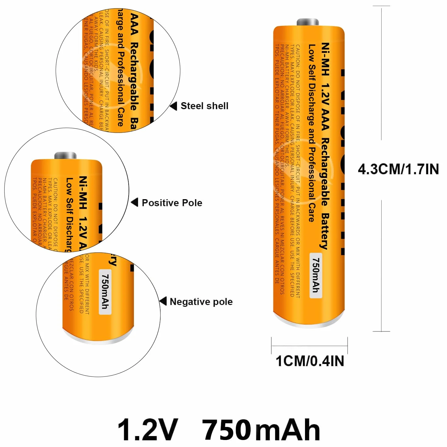 Piles Rechargeables AAA 750mAh 1,2V Ni-MH Lot de 6 pour Gigaset Panasonic