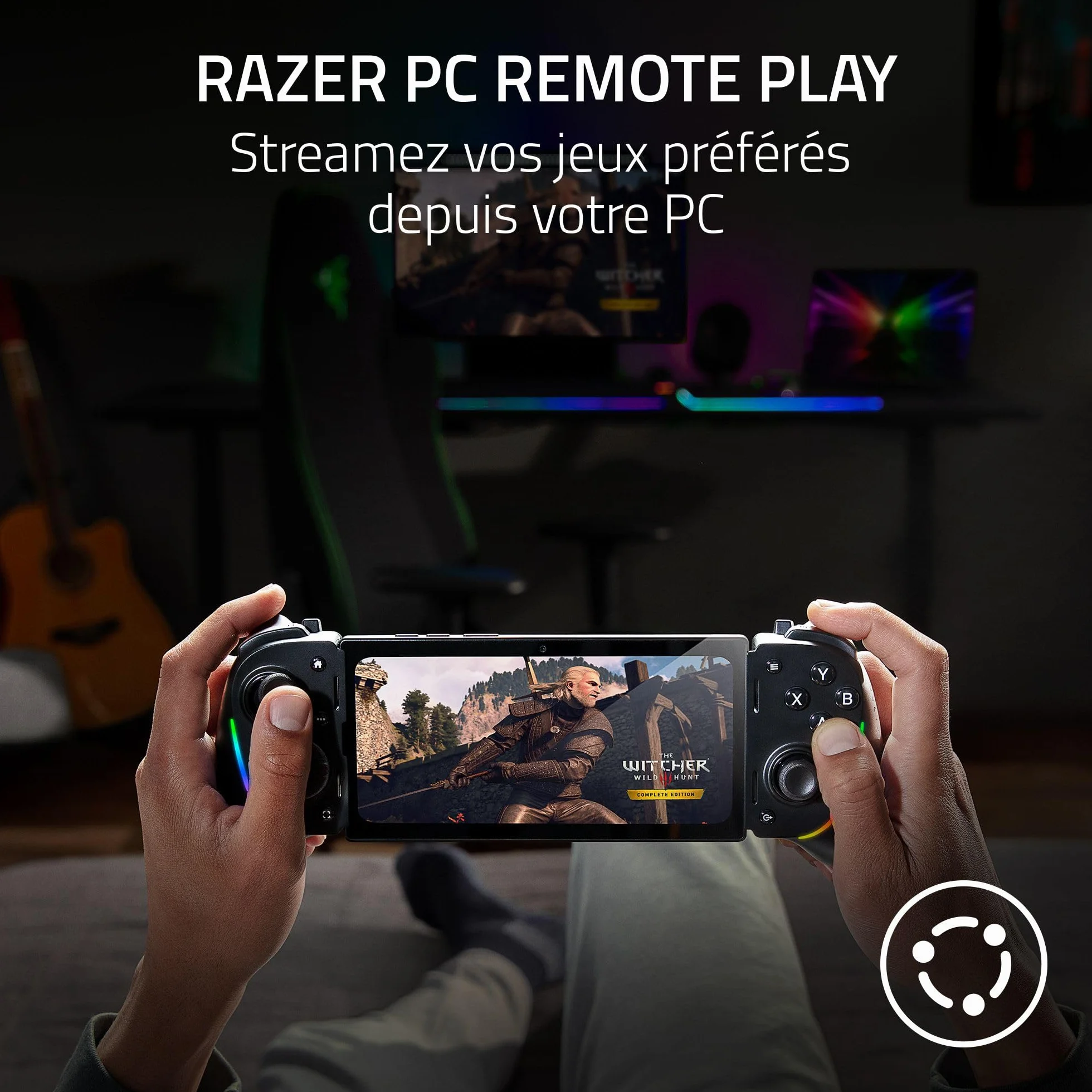 Razer Kishi Ultra - Contrôleur de jeu USB-C pour iPhone, smartphones Android et iPad Mini (haptique Sensa HD, Chroma RGB, chargeur passthrough, boutons Mecha-Touch et D-Pad, jeu mobile) Noir