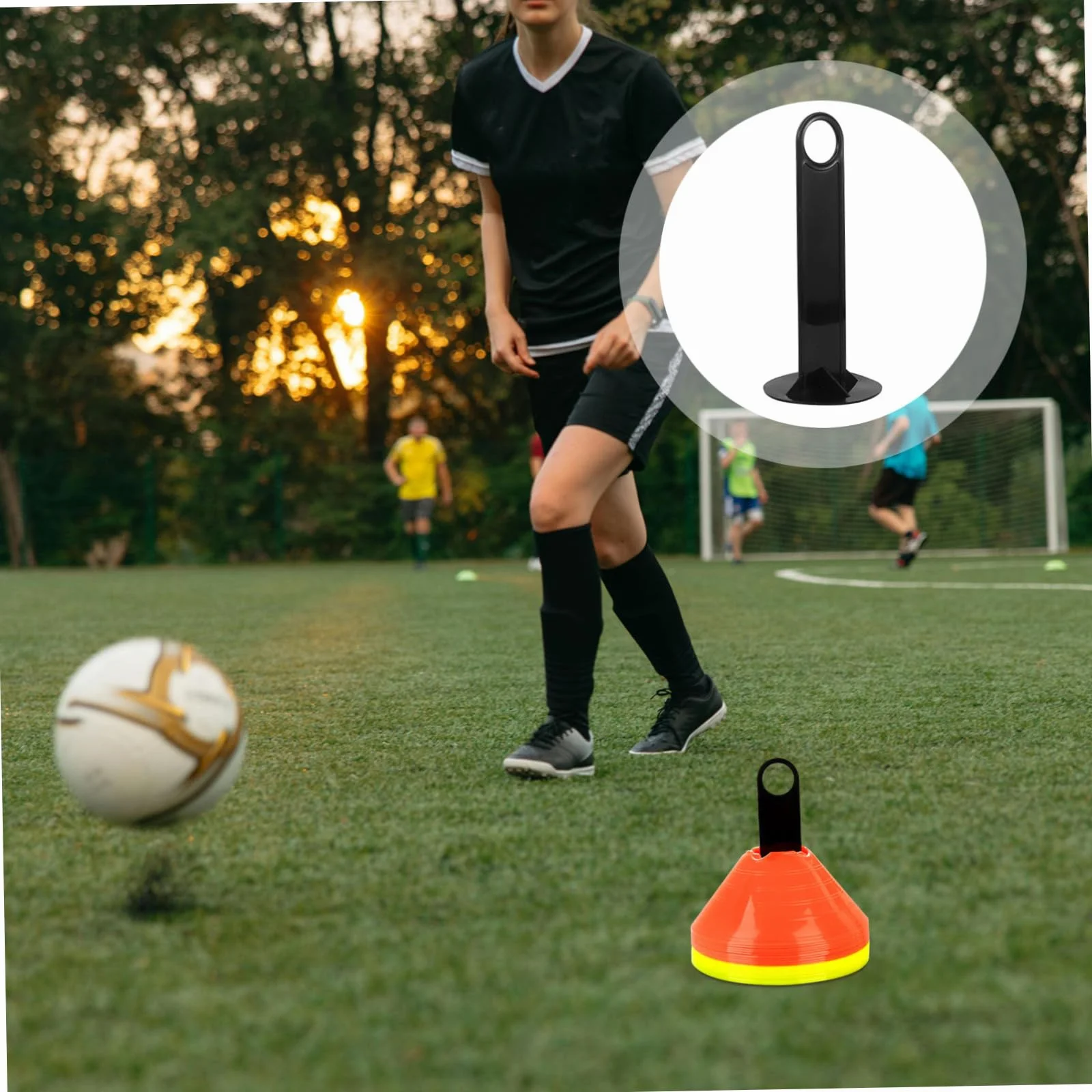 Toyvian Support de Rangement pour Plots de Marquage Football, Plateau Disque PP Noir, 8 Pièces