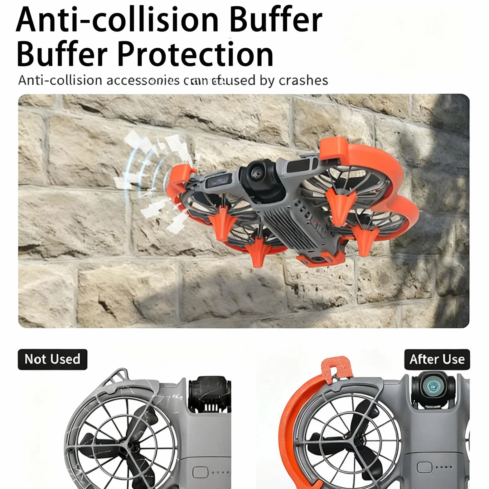3en1 Protection Kit pour DJI Neo 2 Protection d'hélices+Train d'atterrissage+Transceiver Protecteur, Protection Anti-Collision Protecteur des hélices Drone Accessoires pour DJI Neo 2 (Orange)