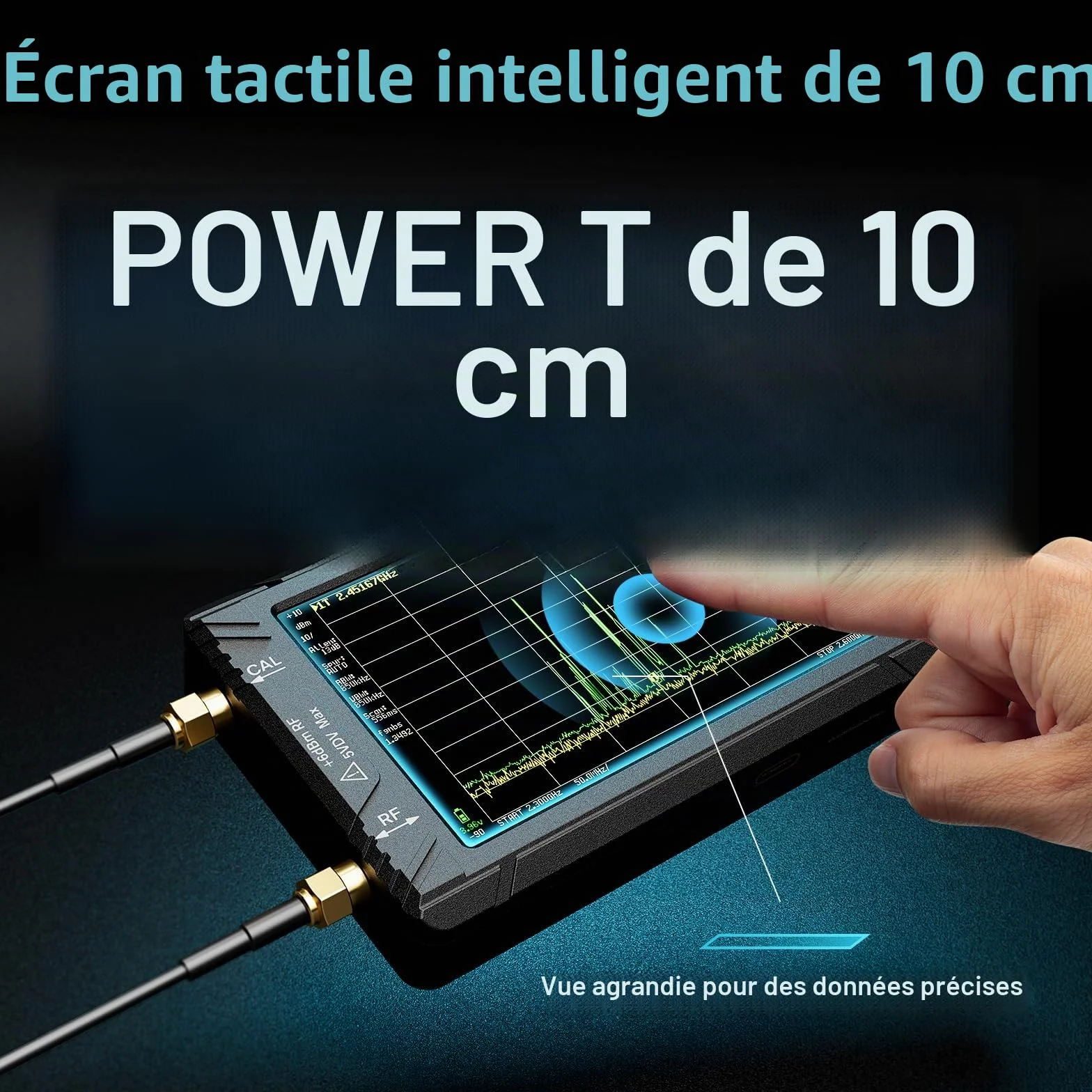 SEESII TinySA Ultra+ ZS406, Analyseur de Spectre 4,0 pouces, 100kHz-5,4GHz, Analyseur Portable avec Carte 32Go, Générateur de Signaux 2-en-1, Entrée MF/HF/VHF/UHF, V0.4.6.1, Version 2025