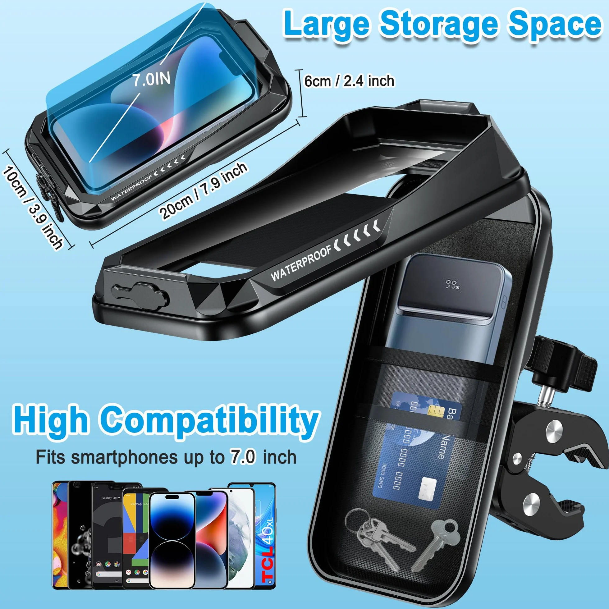 Support Téléphone Vélo Moto Universel 360° Rotation Porte Telephone Velo Guidon Etanche Support Telephone Trotinette Electrique Scooter avec Ecran Tactile pour Smartphones