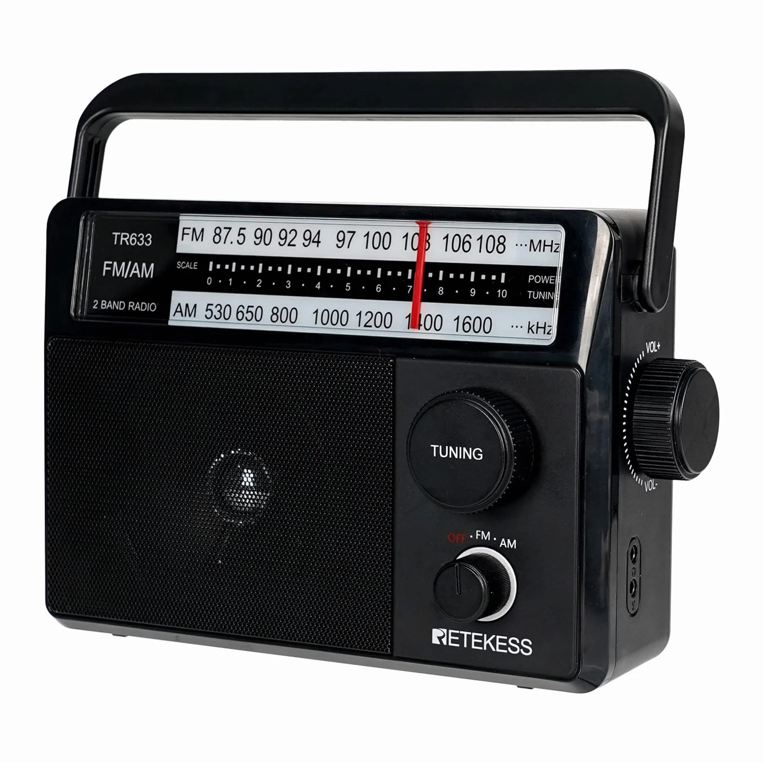 Retekess TR633 Radio Portable, Poste Radio, AM FM, Excellente Réception, Gros Boutons, Secteur ou Piles, Prise Casque 3,5 mm, Adapté aux Personnes âgées, Cuisine, Chambre