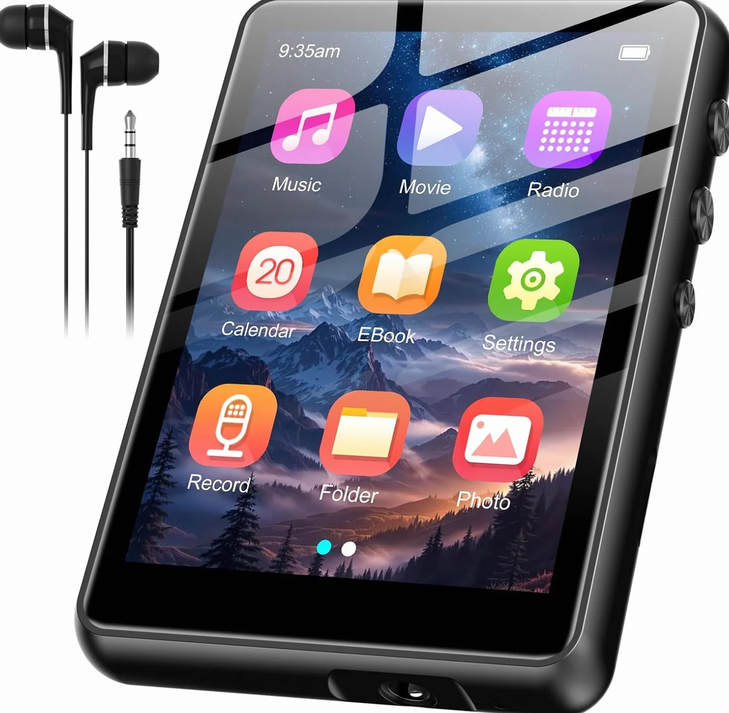 SWOFY Lecteur MP3 Bluetooth 5.3 128Go Écran Tactile 2,4 Pouces Mini Lecteur de Musique Noir
