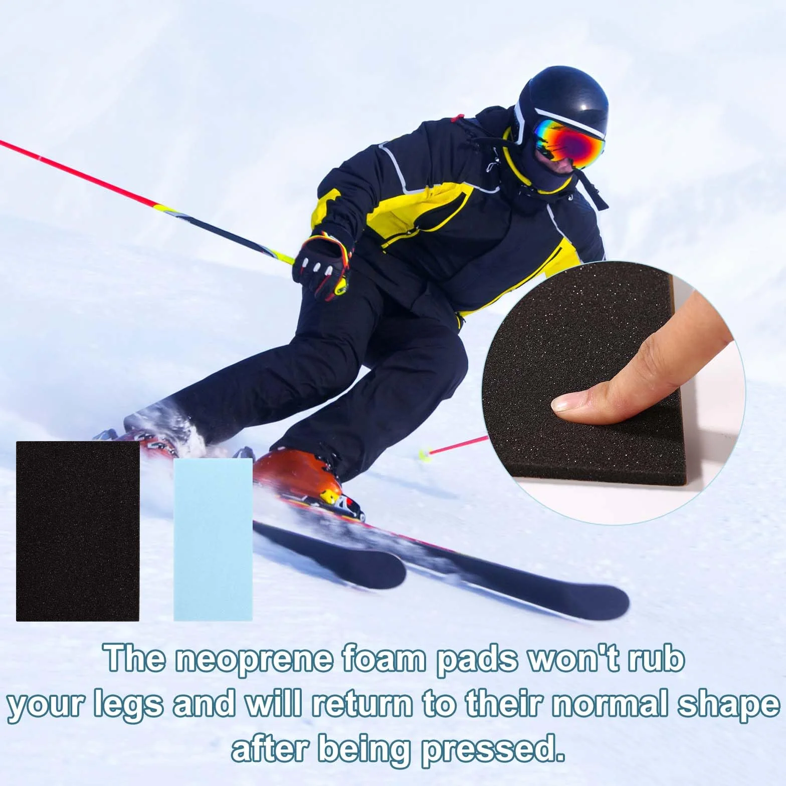 Protège Tibia Ski Adhésifs 8 Pièces 2 Tailles 18x12cm 15,2x7,5cm Mousse