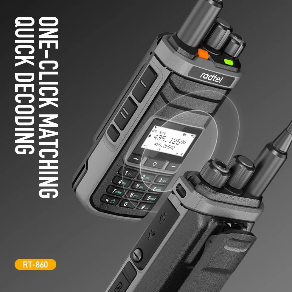 Radtel RT-860G Radio Ham multi-bande HF UHF VHF double bande avec réception AM USB LSB CW CB LW MW SW SSB 1024 canaux batterie 2000 mAh charge type C