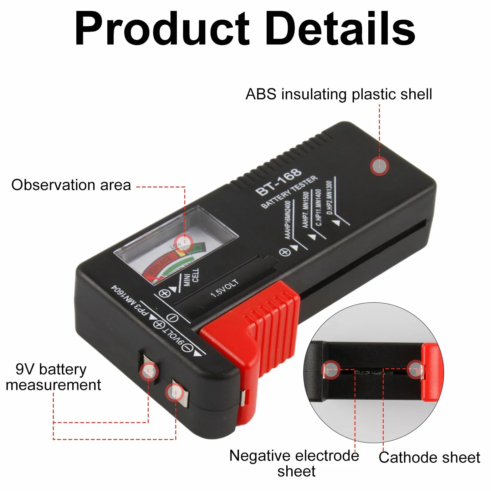 Testeur De Batterie Multi Taille Digital, Lecteur Précis Piles AA AAA C D 9 V Bouton 1,5 V, Contrôleur D'énergie Maison Atelier Professionnel, Appareil Vérification Puissance