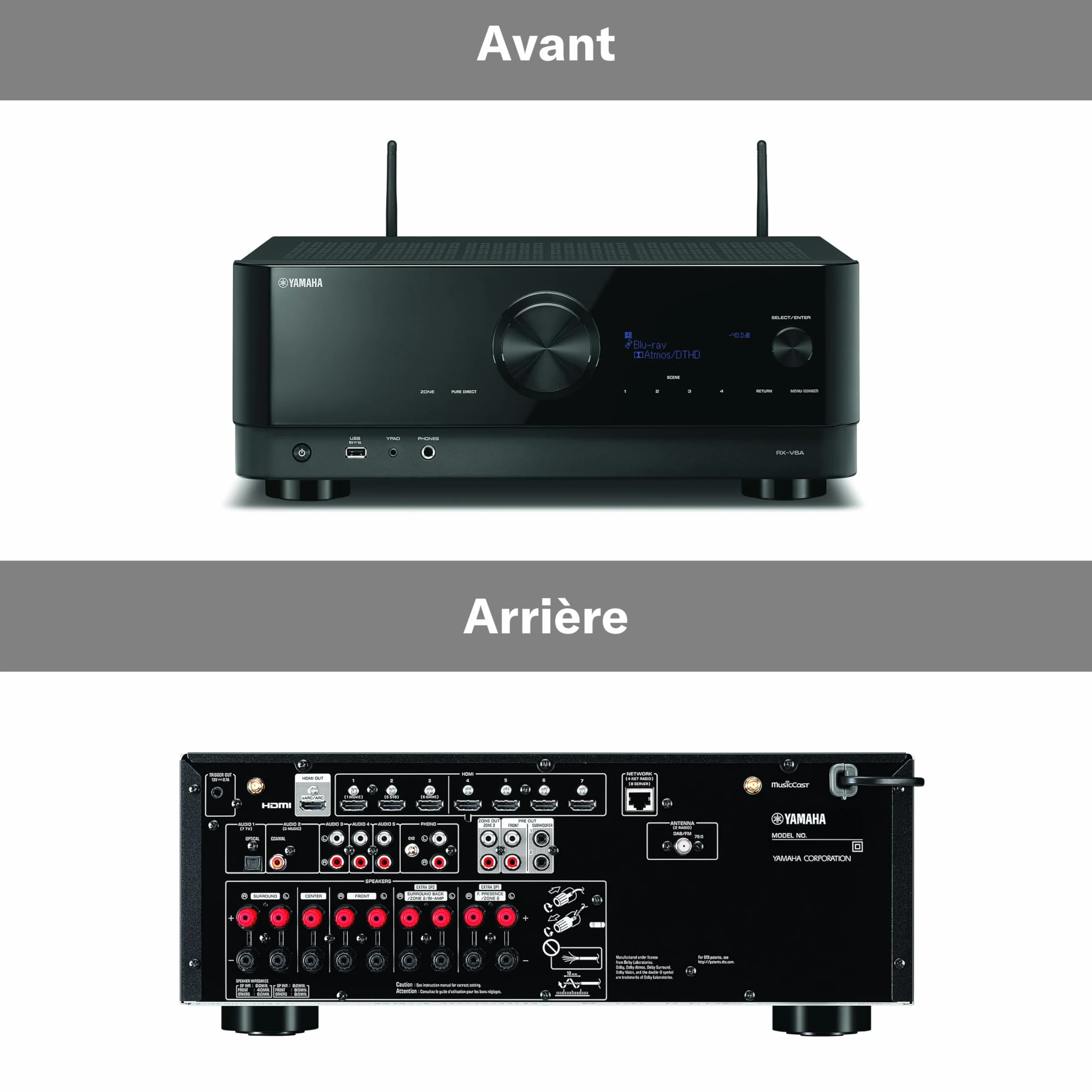 Yamaha RX-V6A Amplificateur WiFi Dolby Atmos Height Virtualizer Home Cinéma 7.2
