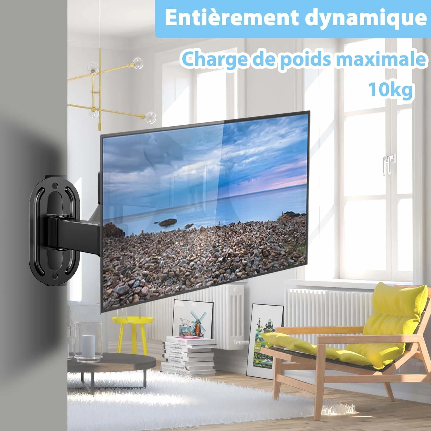 Support TV Mural 14 à 27 Pouces Ecran PC,Orientable et Inclinable,VESA 75x75mm / 100x100mm jusqu'à 10 kg,Universel 17 19 21 24 Pouces Support Mural TV,Support de Moniteur