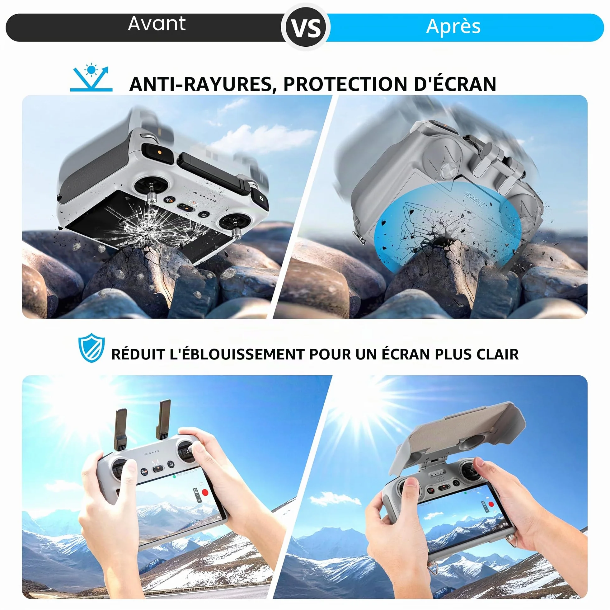 STARTRC LITO X1 Pare-Soleil avec Cordon pour DJI RC 2 et contrôleur RC, Protection d'écran Pare-Soleil 3 en 1 améliorée pour DJI Mini 5/4/3 Pro/Neo/Flip/AIR 3S/Air 3/Mavic 3 Pro