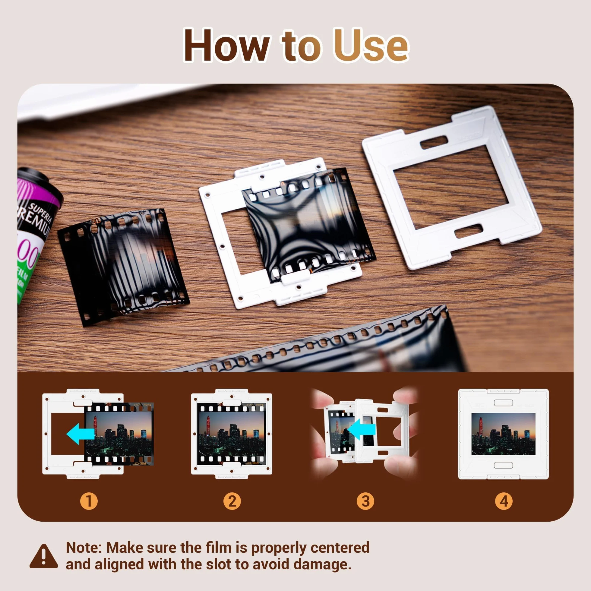 Porte-Diapositives JJC pour Film 35mm, Format 5cm X 5cm en Plastique ABS sans Verre Porte-négatif Photo, 50 Pièces