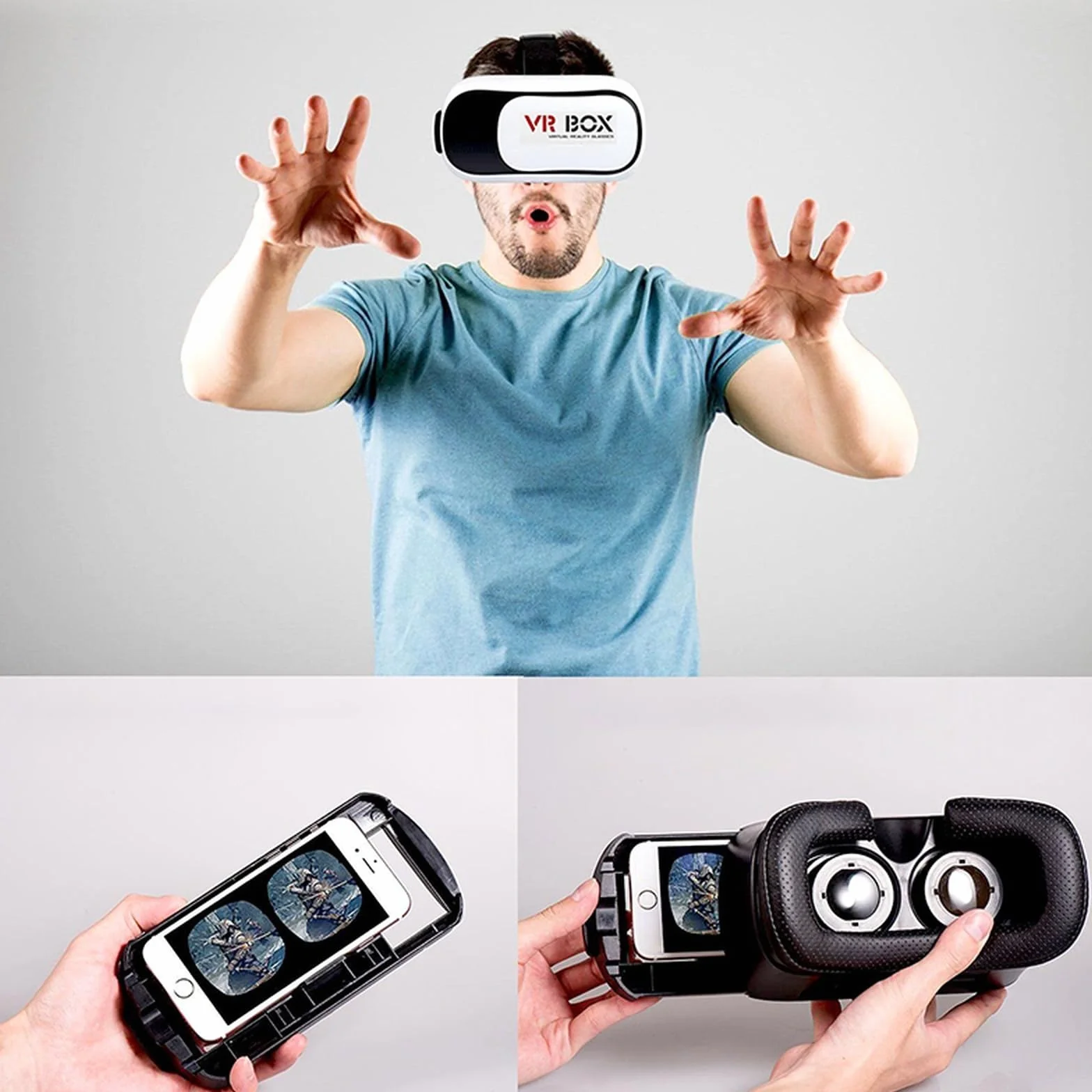 Retoo Casque VR Réalité 3D Virtuelle Bluetooth Champ Vision 70-90 Degrés Compatible Smartphones Android Blanc