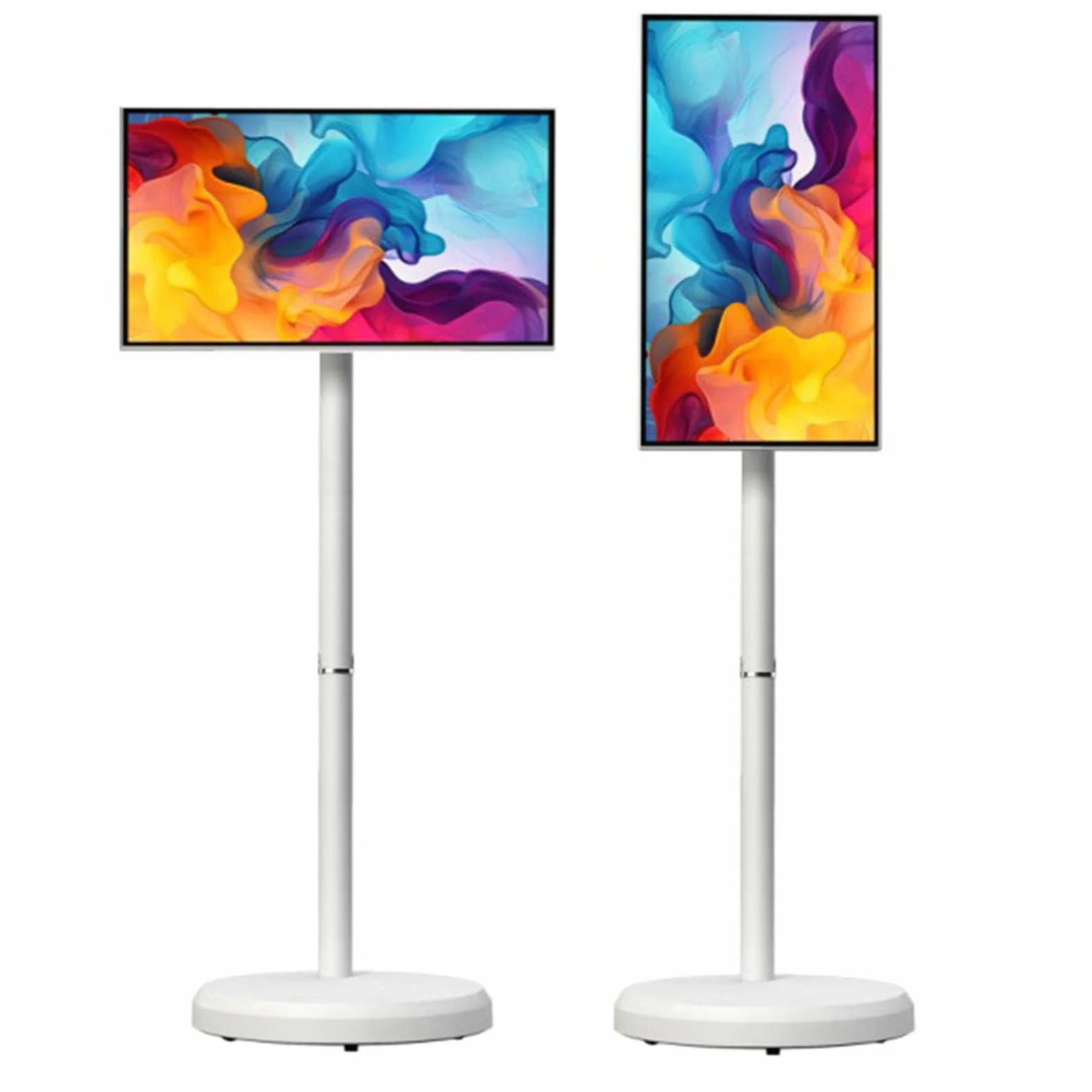 TV Portable Intelligent de 21,5 Pouces 4K, 6G + 128G Storage, Android 14 OS, TV Roulant sur Roues avec écran Tactile Rotatif, Batterie intégrée, Rotation pivotante complète 6+128G