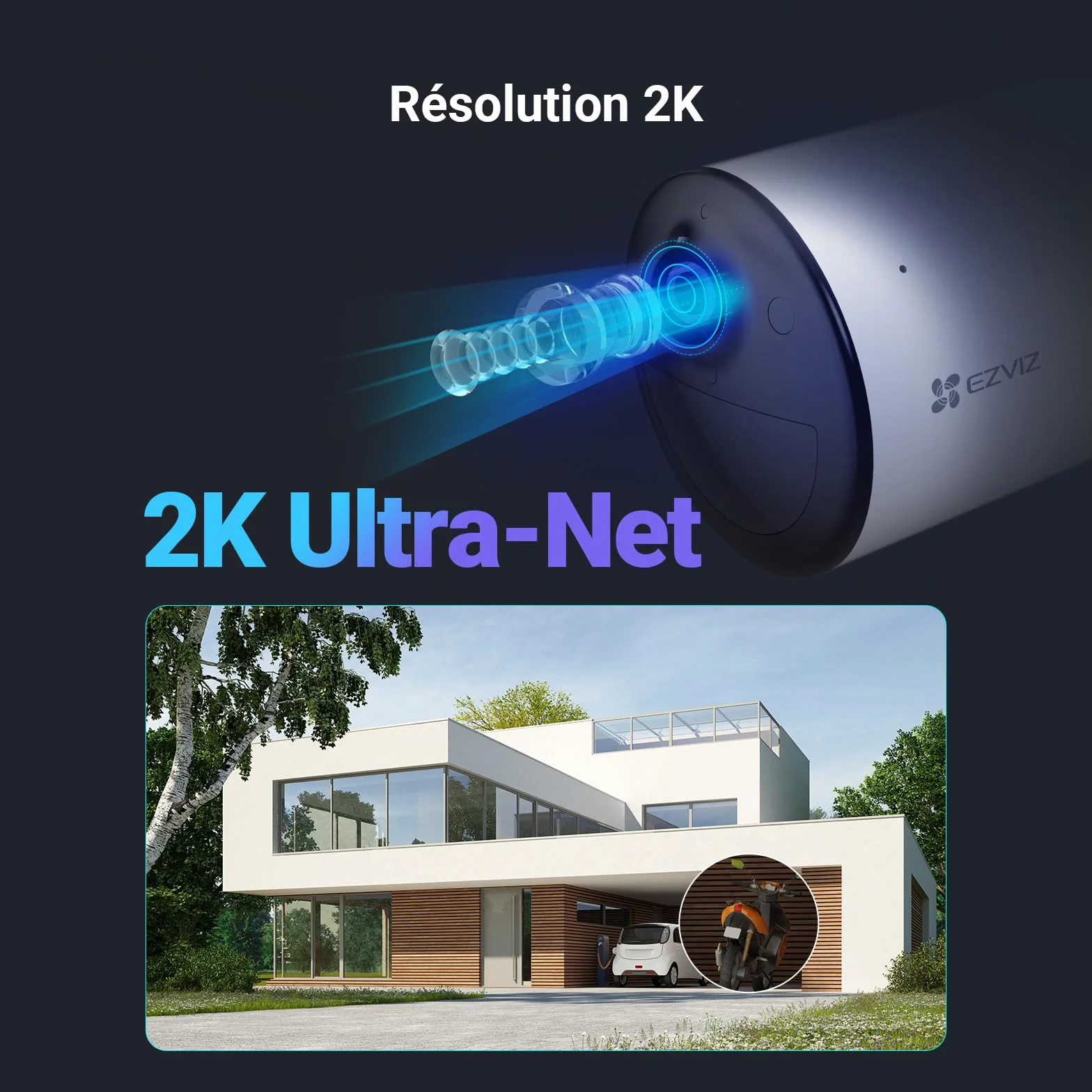EZVIZ 2K Caméra Surveillance WiFi Extérieure sans Fil avec Panneau Solaire, AOV, Détection de Forme Humain/Véhicule, Vision Nocturne Couleur, Audio Bidirectionnel, Défense Active, IP66, CB3 Kit