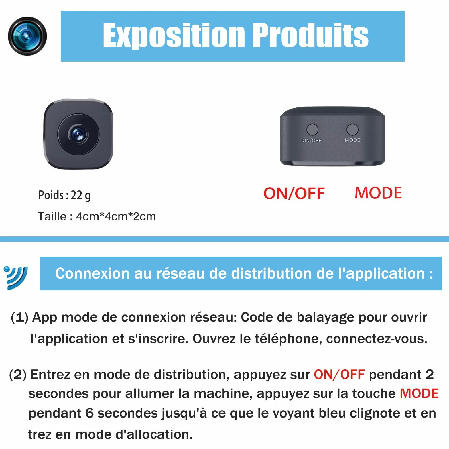 Mini Caméra Espion WiFi sans Fil 1080P Petite Détection de Mouvement Surveillance Invisible 2.4GHz