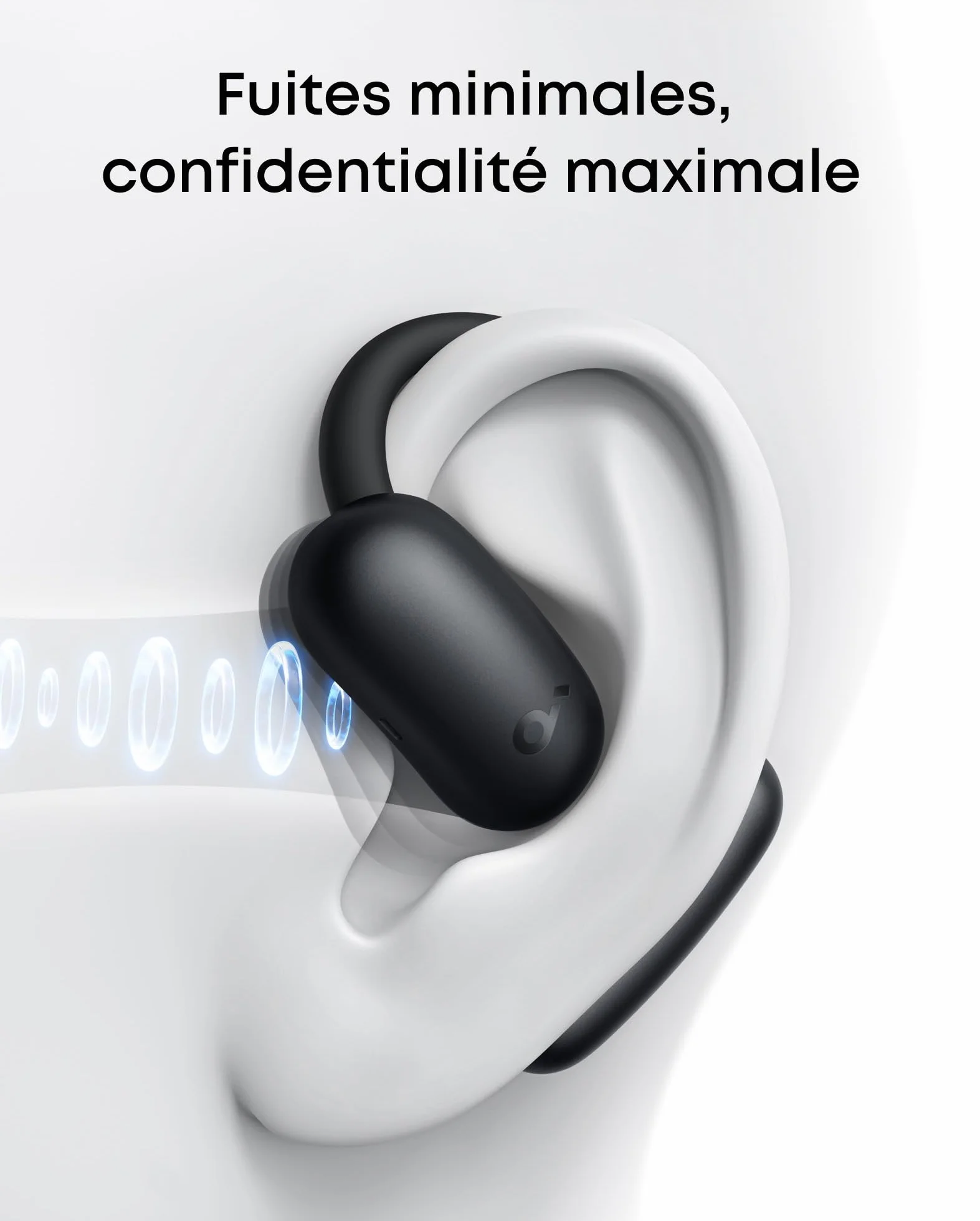 soundcore AeroFit 2 by Anker, écouteurs oreilles libres, 4 positions réglables, basses 2x plus riches, Hi-Res, autonomie 42h, IP55, appels clairs avec IA, chargement sans fil, traduction en temps réel