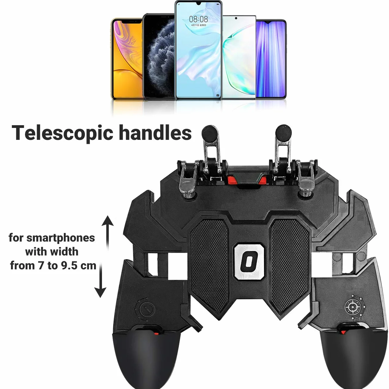 Manette Mobile Contrôleur Telephone 6 Doigts Gamepad Joysticks pour PUBG iPhone iOS Android Smartphone Largeur de 7 à 9,5 cm