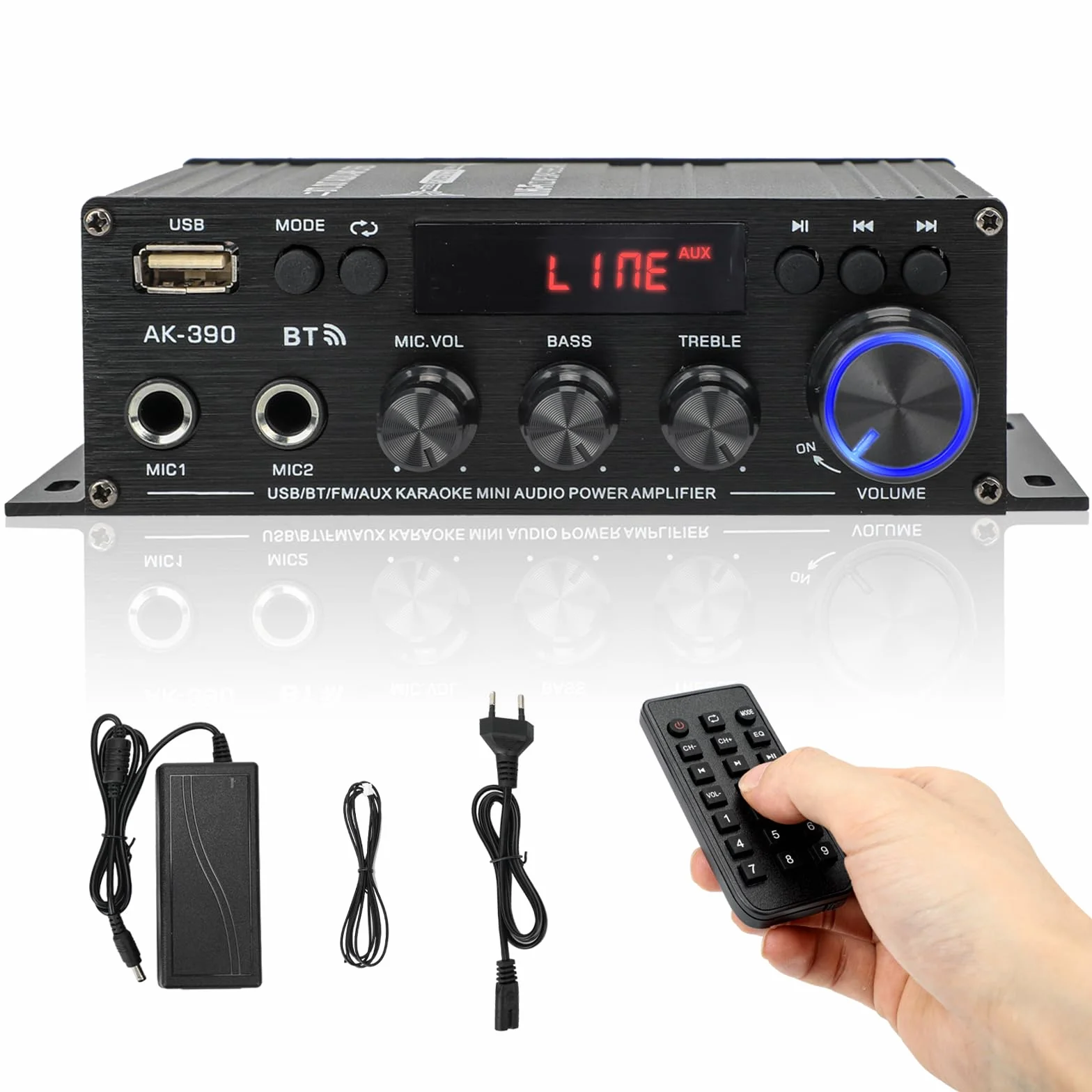 Amplificateur Hifi Bluetooth 5.0 2 Canaux 40W+40W 400W 12V 5A avec Télécommande