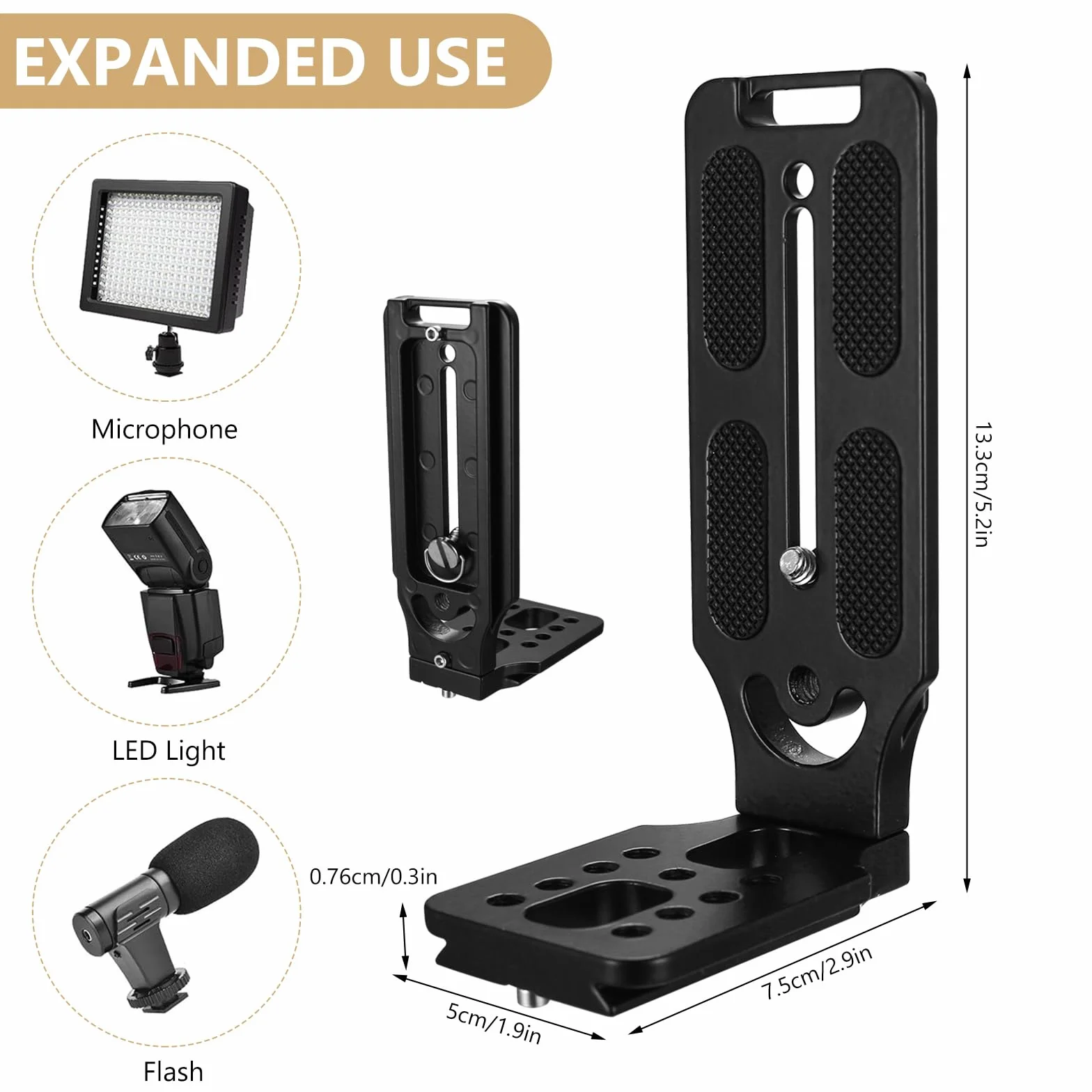 Support en L pour appareil photo reflex numérique Arca Swiss à dégagement rapide, support horizontal vertical pour trépied d'appareil photo avec vis de 6,35 mm, compatible avec les trépieds DJI Canon