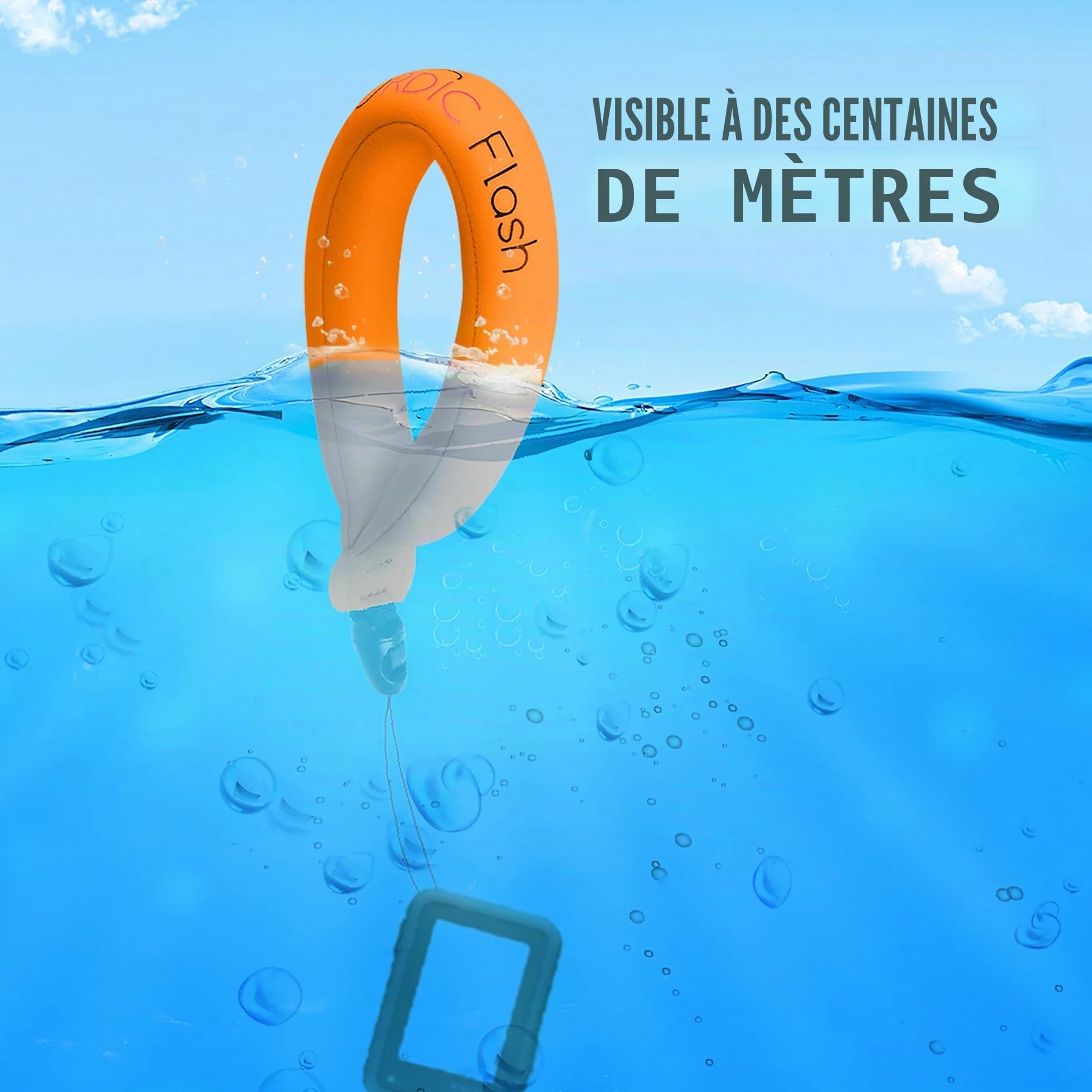 Lot de 2 flotteurs étanches pour appareil photo - Dragonne pour appareils sous-marins – GoPro/Panasonic Lumix et plus – Flotte téléphone, étui, maintient clés, évite couler – (rouge et orange)