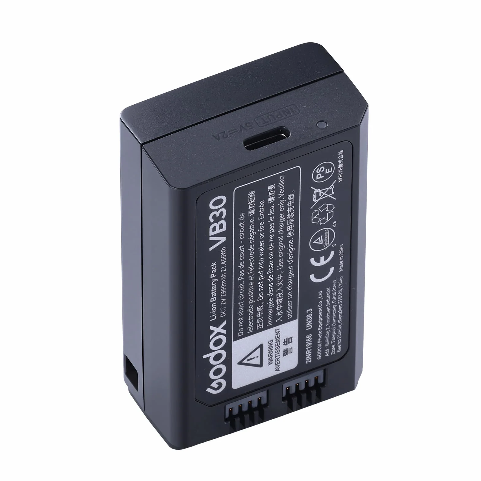 Godox VB30 Batterie, V1Pro Bartterie avec Type-C Port, 2980mAh VB30 Batterie Lithium pour Flash Godox V1 Pro C/S/N/F/O et V1 V860III V100