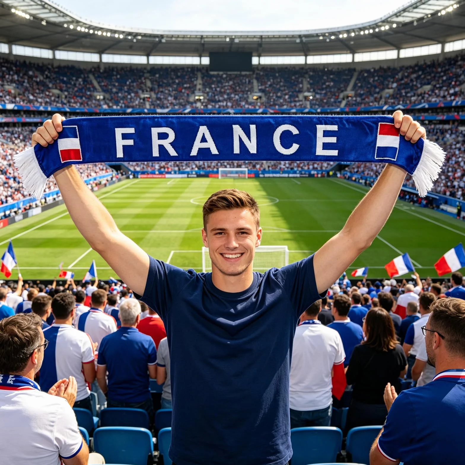YESAH Écharpe de Supporter France Coupe du Monde 2026, Polyester Recto Verso Drapeau