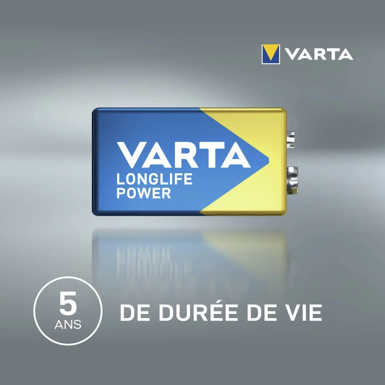 VARTA Piles Pile Bloc 9V, lot de 1, Longlife Power, Alcaline, pour détecteurs d'incendie, détecteurs de fumée, microphones