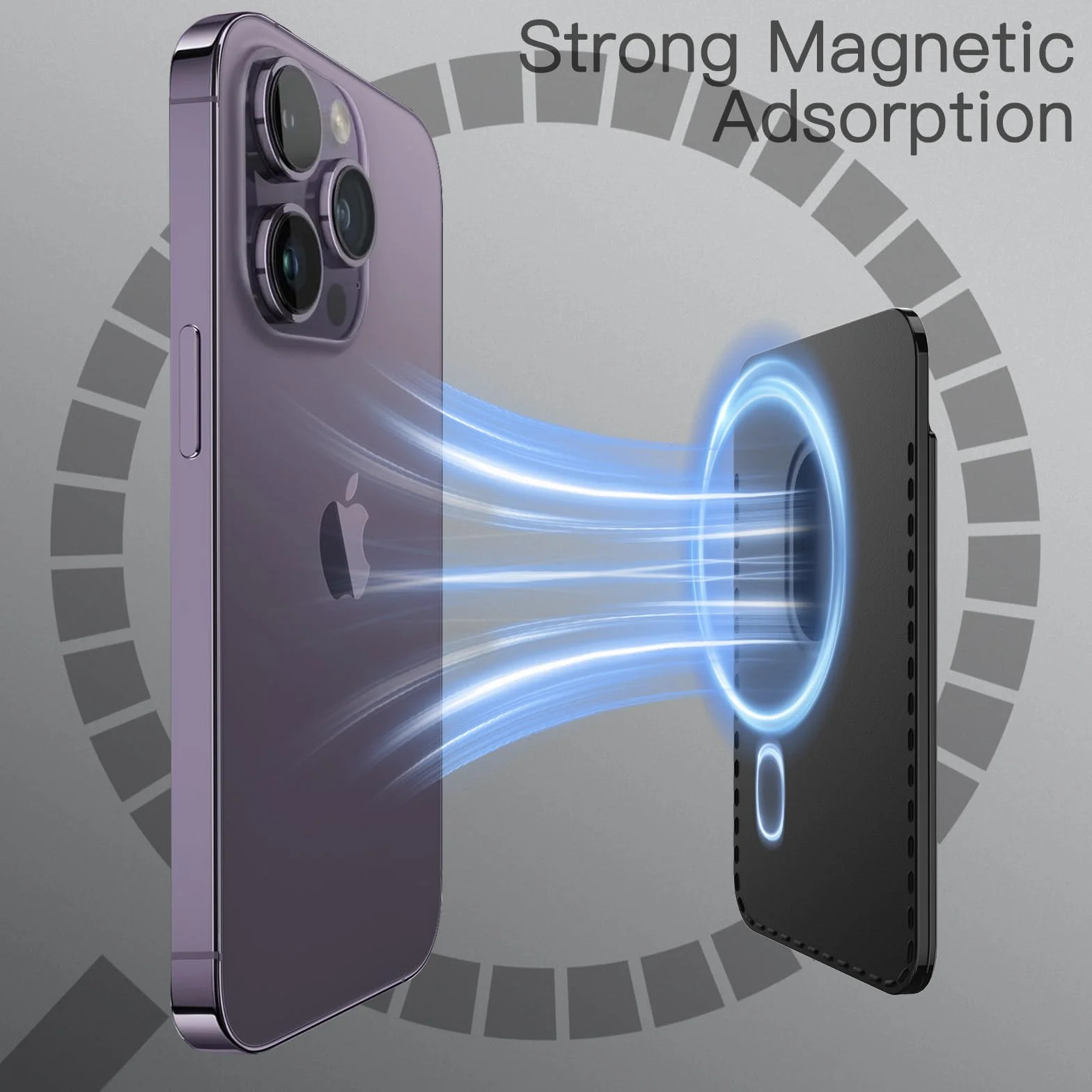 JETech Magnétique Portefeuille Compatible MagSafe iPhone 17/17e/Air/16/15/14/13/12 Séries Porte-Cartes PU Noir