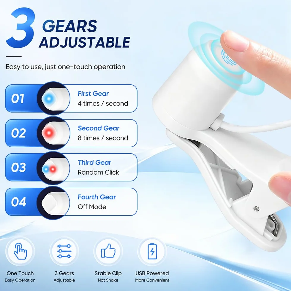 Auto Clicker à 3 Vitesses, Screen Clicker, Tapoteur Automatique Compatible avec Téléphones Portables et Tablettes, Self Clicker pour Interaction à l’Écran, Ventes Flash et Jeux Automatiques